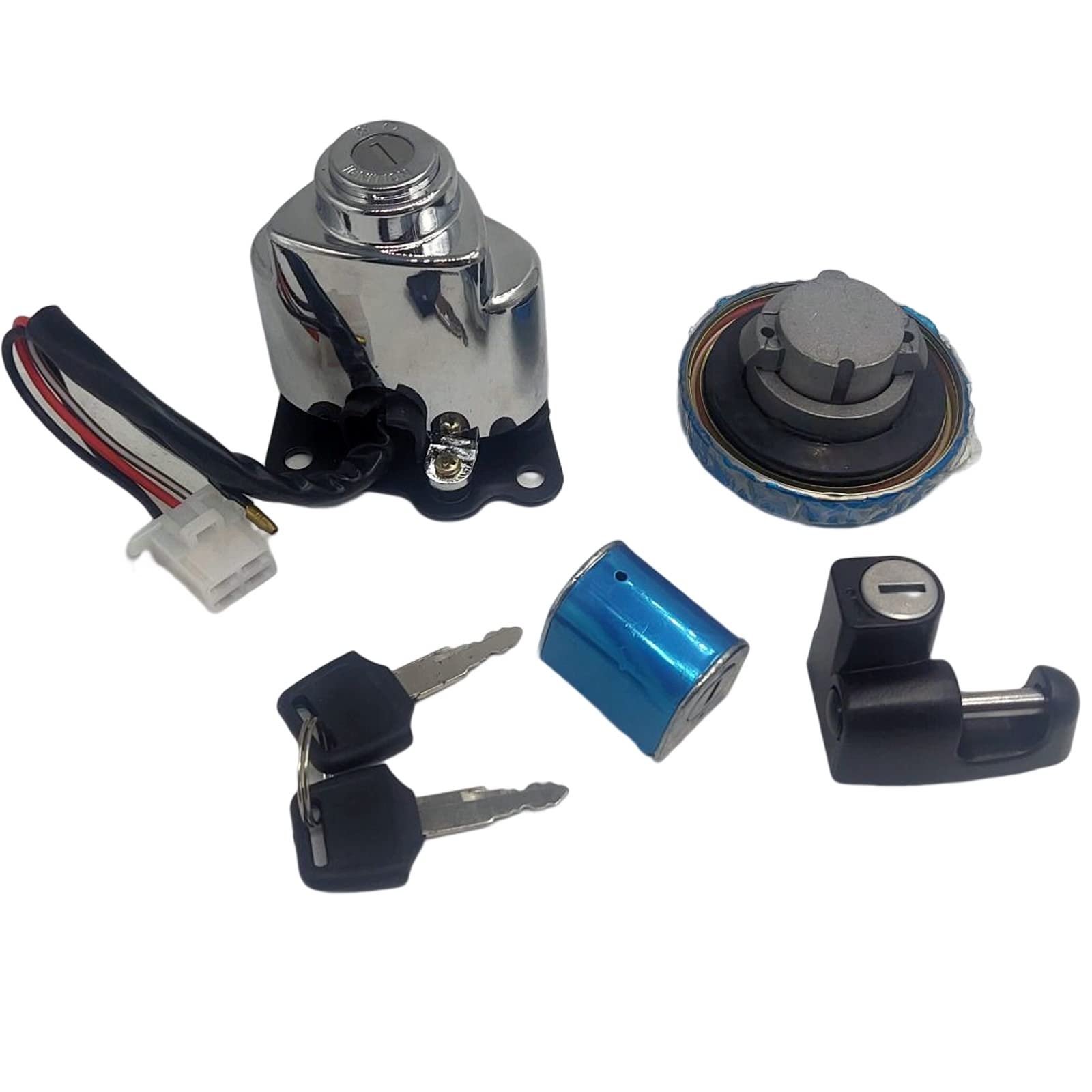 Ignition Switch Fuel Gas Tank Cap Cover Helmet Steering Lock Key Set Compatible for Honda Shadow VLX 600 VT400 Steed VLX 400 - Motorcycle Security & Replacement Parts for Riding & Maintenance