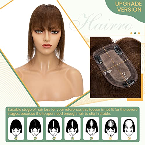 Clip in Human Hair Topper with Silk Base - Natural Looking Hairpiece for Thinning Hair - Perfect for Daily Wear, Special Occasions & Styling