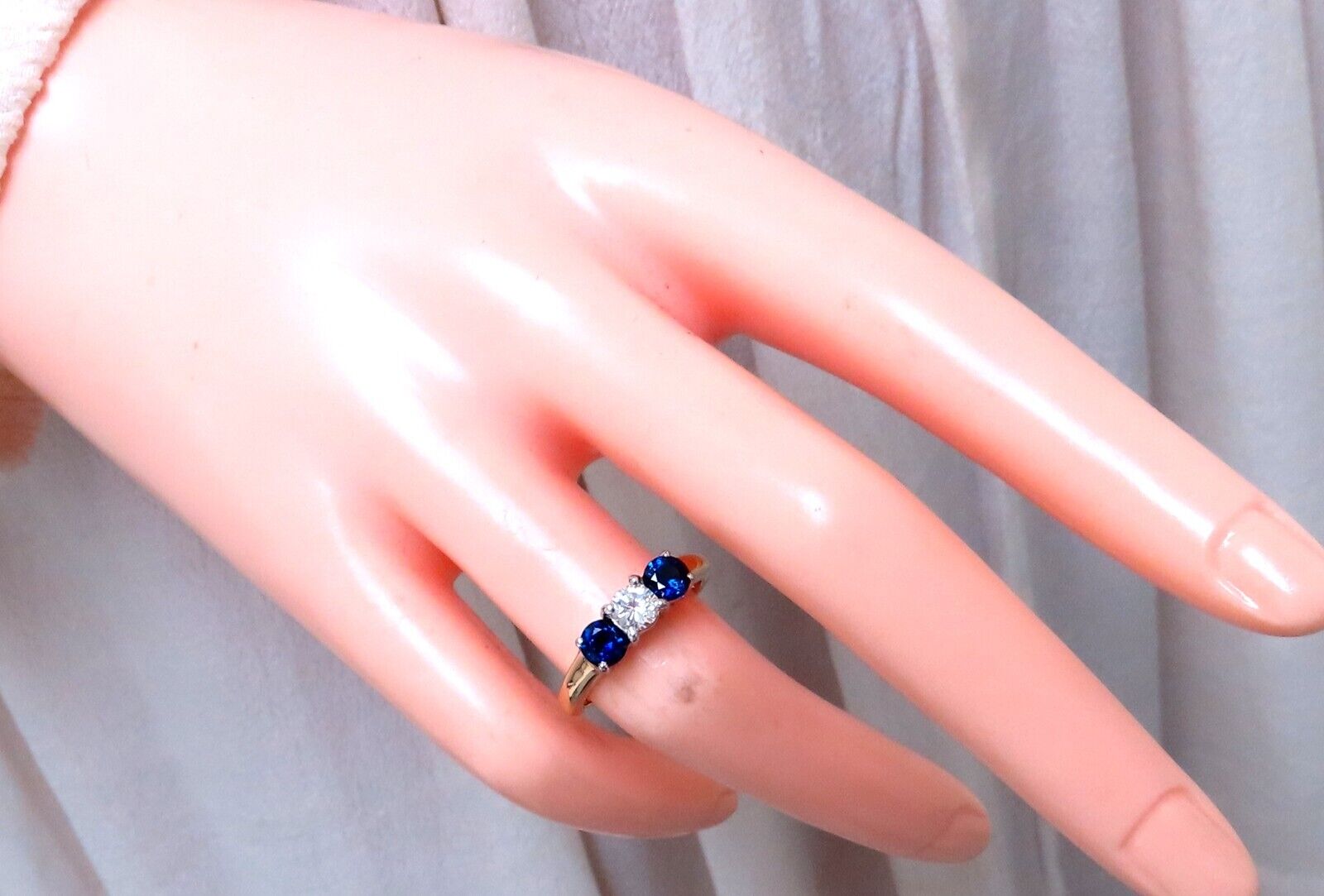Natural Sapphire and Diamond Three-Stone Ring in 14K Gold – Perfect for Engagement, Anniversary & Special Occasions