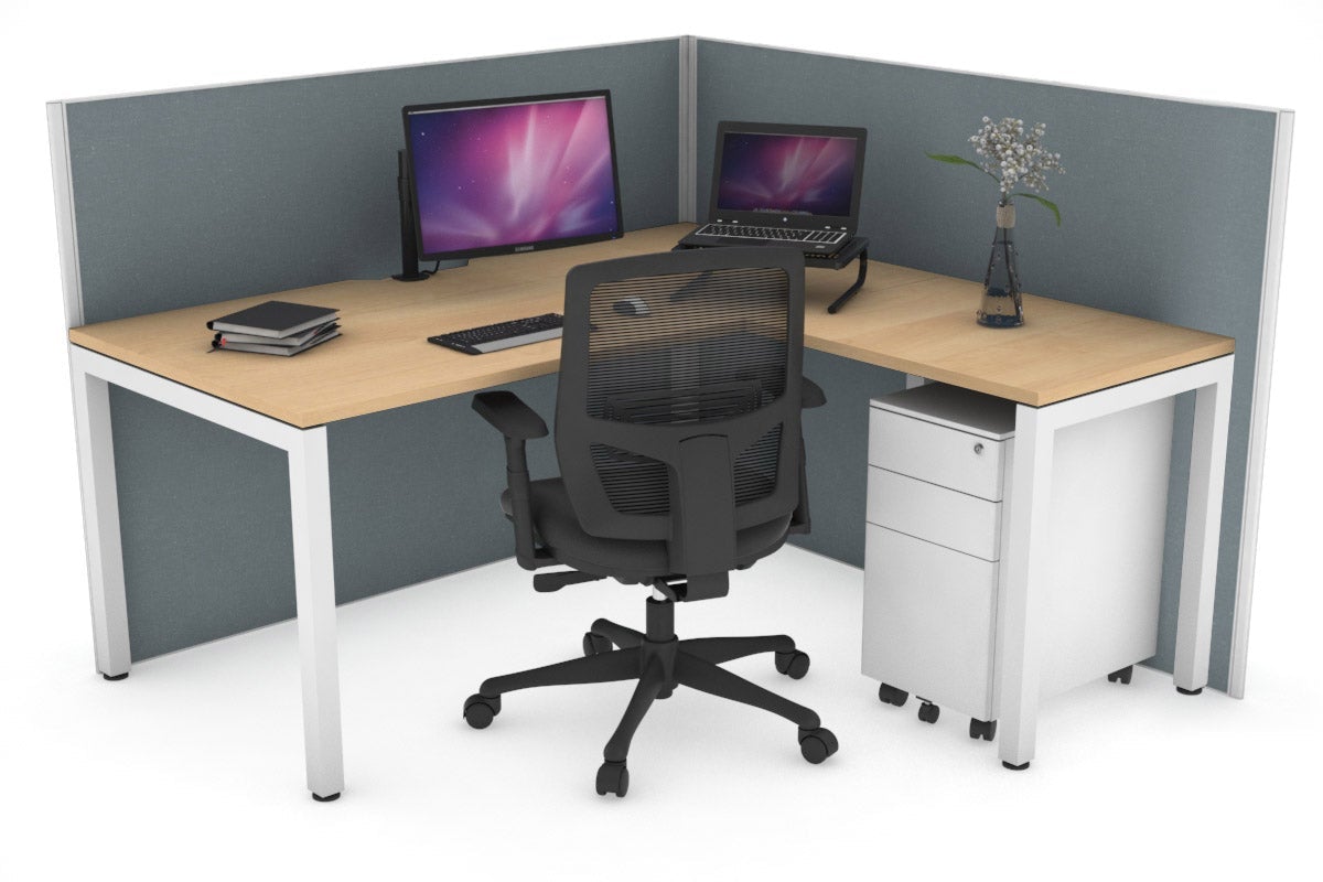 Horizon Quadro Square Legs L-Shaped Corner Office Desk - 1600L x 1550W with Cable Management - Perfect for Home Office & Workspace Setup