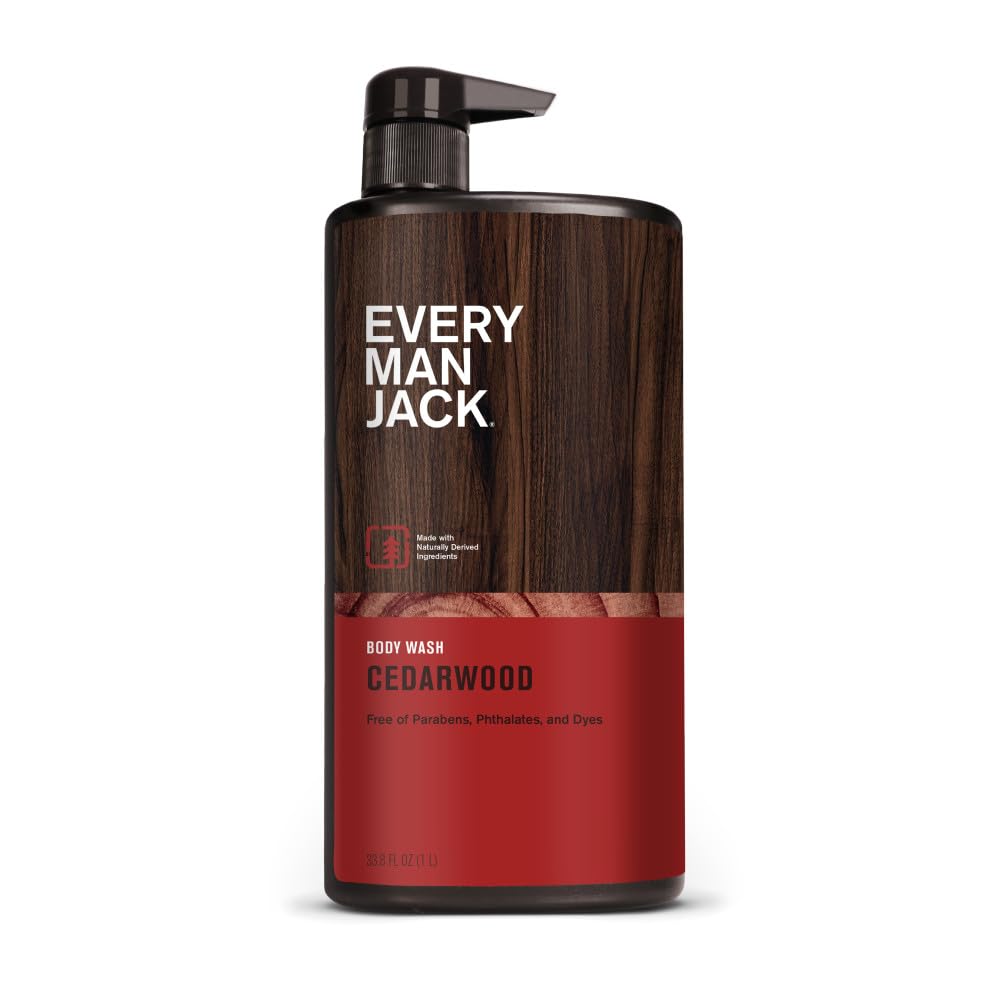 Every Man Jack Cedarwood Body Wash for Men - 33.8 oz | Natural Ingredients, Moisturizing & Refreshing | Perfect for Daily Shower & Gym Recovery