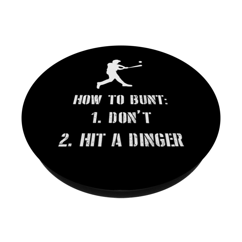 Funny Baseball Softball Player PopSockets Swappable PopGrip - Perfect for Game Day & Sports Fans | How to Bunt Don't Hit a Dinger Design