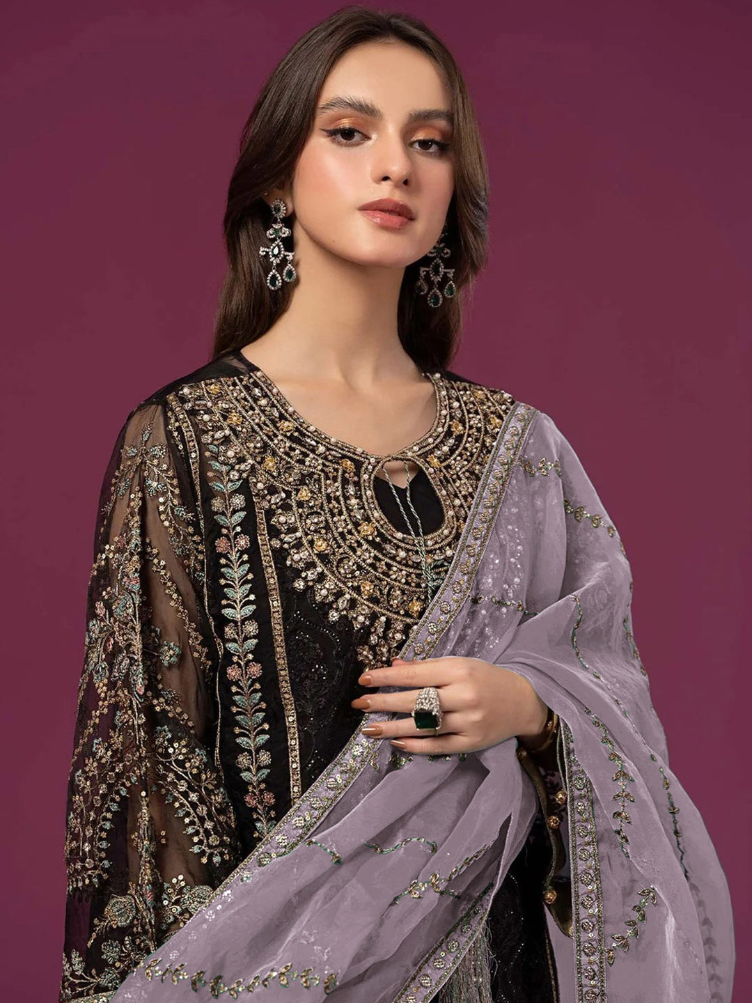 Elegant Black Designer Semi-Stitched Palazzo Suit with Exquisite Embroidery - Perfect for Weddings, Parties & Special Occasions