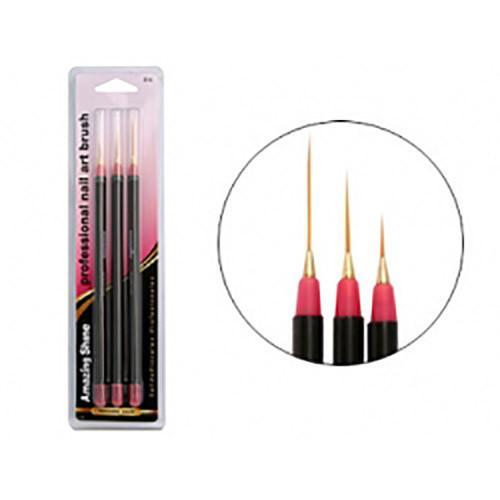 AMAZING SHINE 3-Piece Nail Brush Set for Professional Nail Art - Perfect for Salon, Home Manicure & DIY Nail Designs