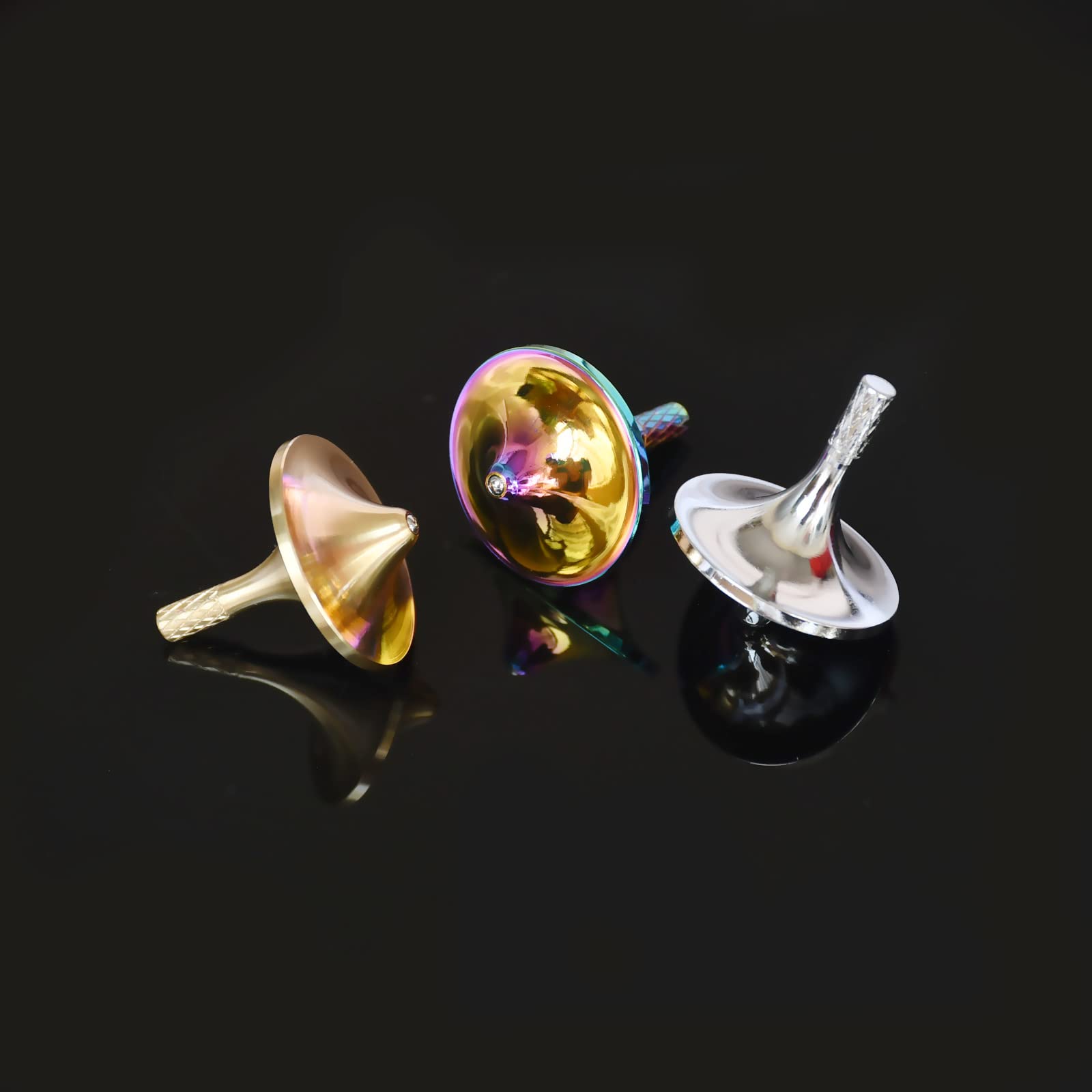 Premium Metal Spinning Top - High Precision Gyro Toy for Stress Relief & Focus (Silver, Gold, Black) - Perfect for Office Desk, Classroom & Fidget Toy Collection
