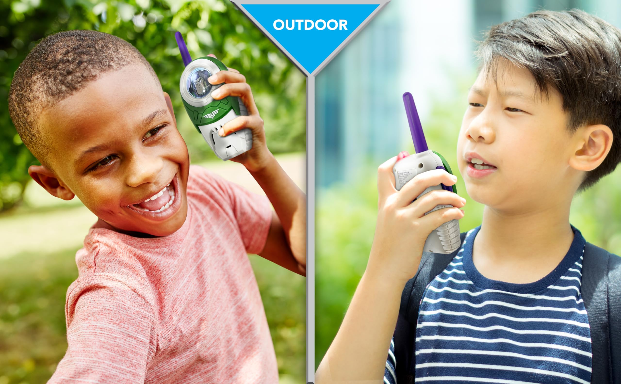 Disney Pixar Lightyear Walkie Talkie Toy Set for Kids - 2 Pack with Light Up Graphics, Long Range Communication, Fun Indoor & Outdoor Play - Perfect for Backyard Adventures, Camping, and Role-Playing Games