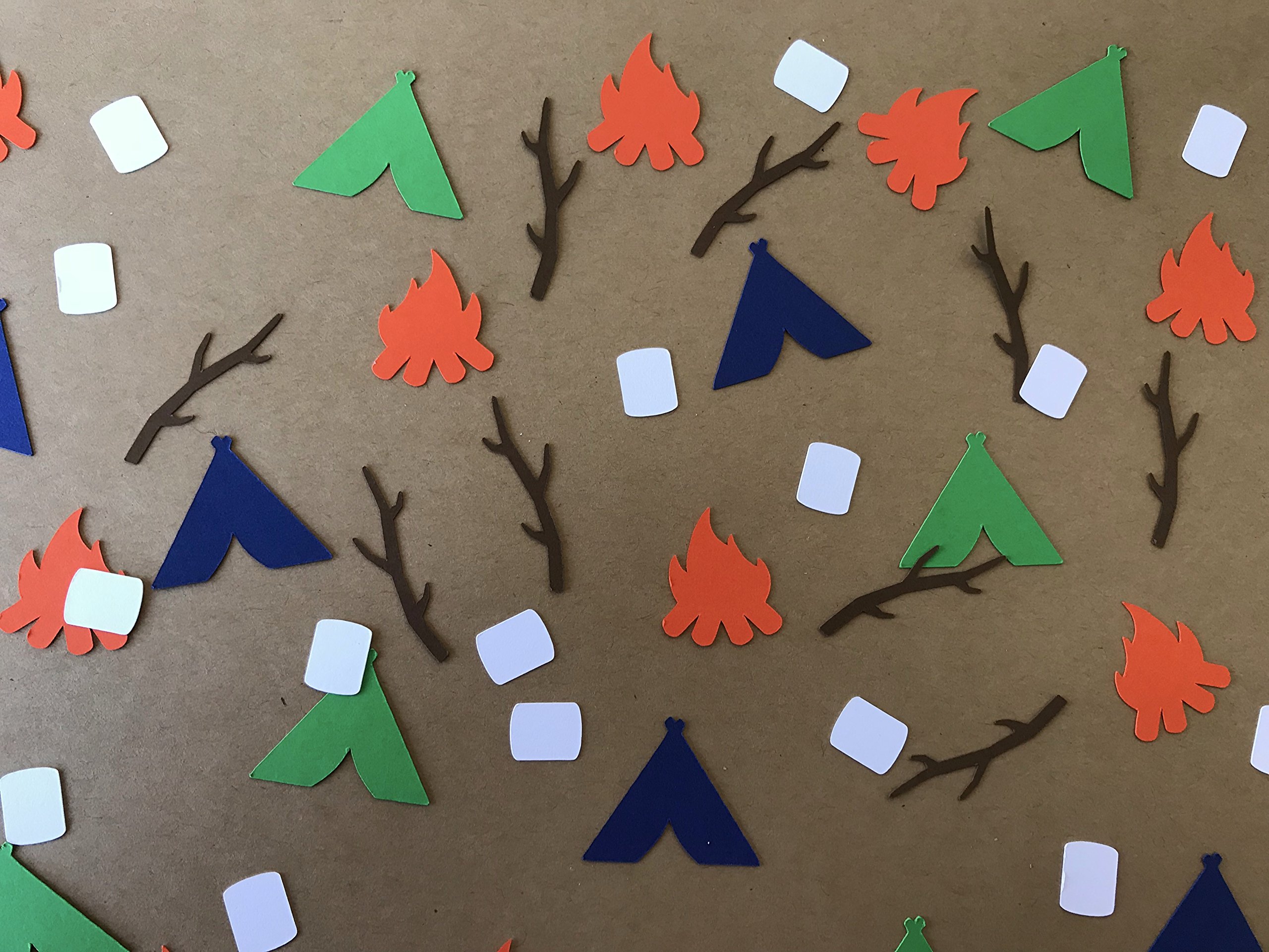 Camping Confetti - 250 Pieces for Camping Birthday Party Decorations, Tent & S'more Themed Party Supplies | Perfect for Outdoor Adventures, Backyard Camping Parties & Themed Events