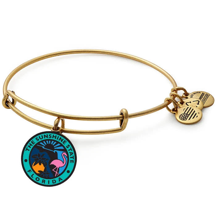 Florida Charm Bangle Bracelet for Women - Elegant Adjustable Gold & Silver Bracelets - Perfect for Beach Vacation, Summer Outfits and Gift Giving