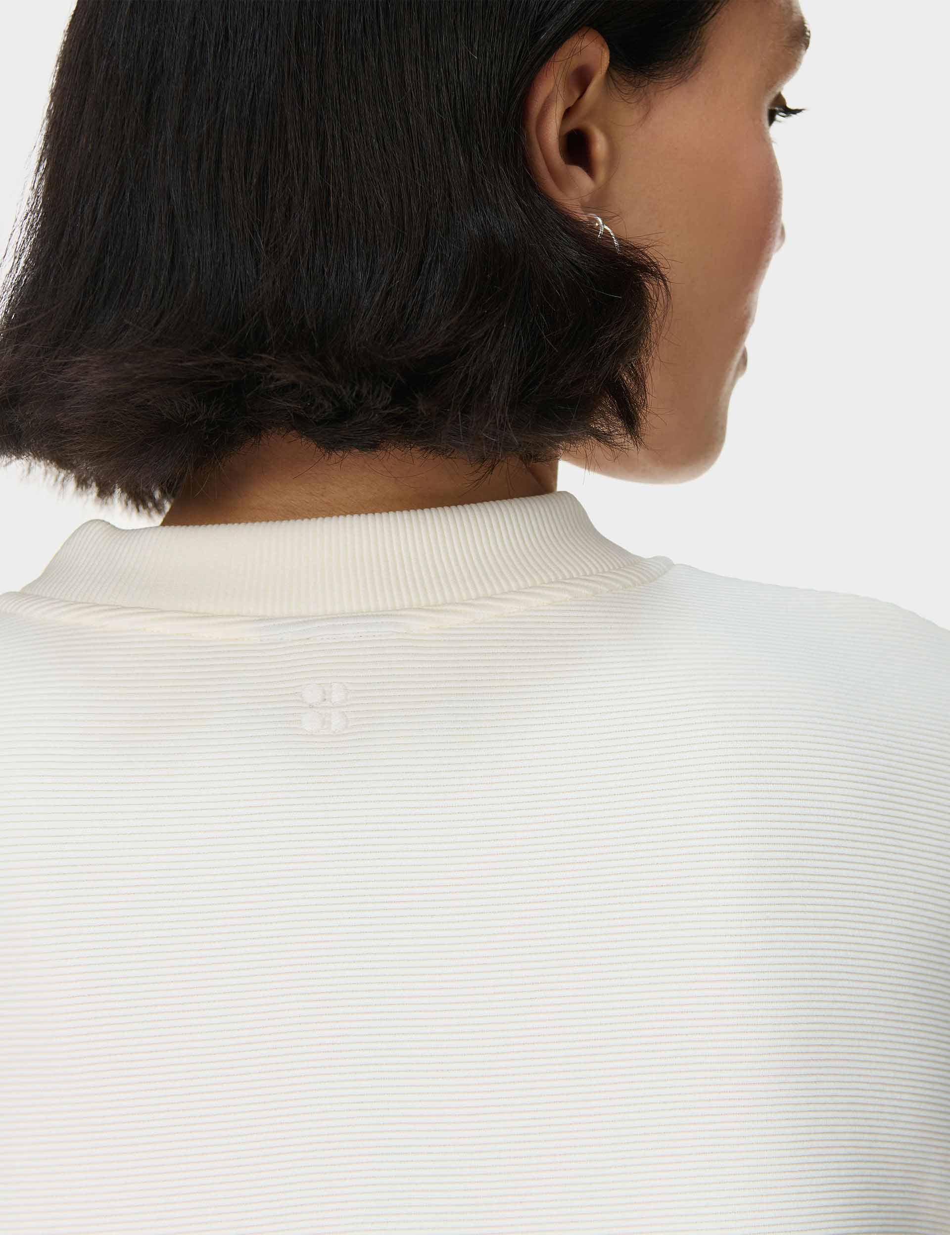 Peaceful Ribbed Sweatshirt for Women - Soft & Cozy Pullover - Lily White - Perfect for Casual Wear, Lounge & Fall Outfits