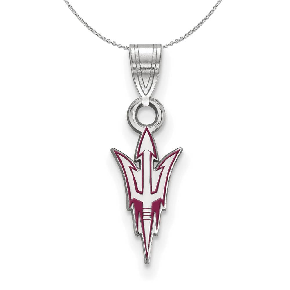 Arizona State Sterling Silver Enamel Pendant Necklace - Dainty Black Bow Charm for Women | Perfect for Graduation Gifts, College Pride & Everyday Wear