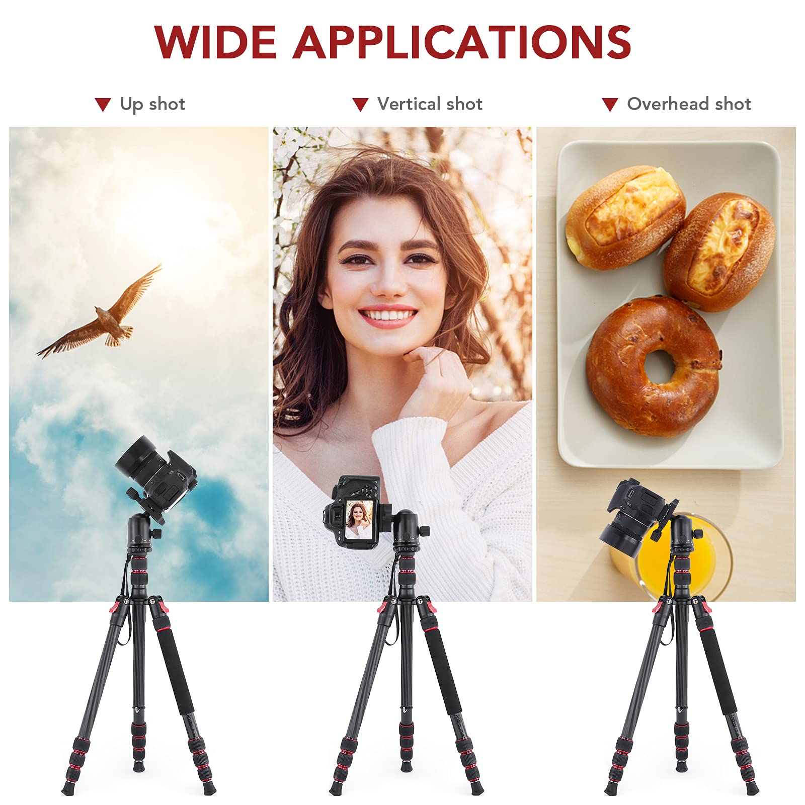 Professional Carbon Fiber DSLR Tripod HUIOP TTT-008 - 200cm/78.7in Adjustable Camera Stand with Quick Release Ball Head, 12KG Payload & Carry Bag - Perfect for Travel Photography, Vlogging, and Outdoor Shooting