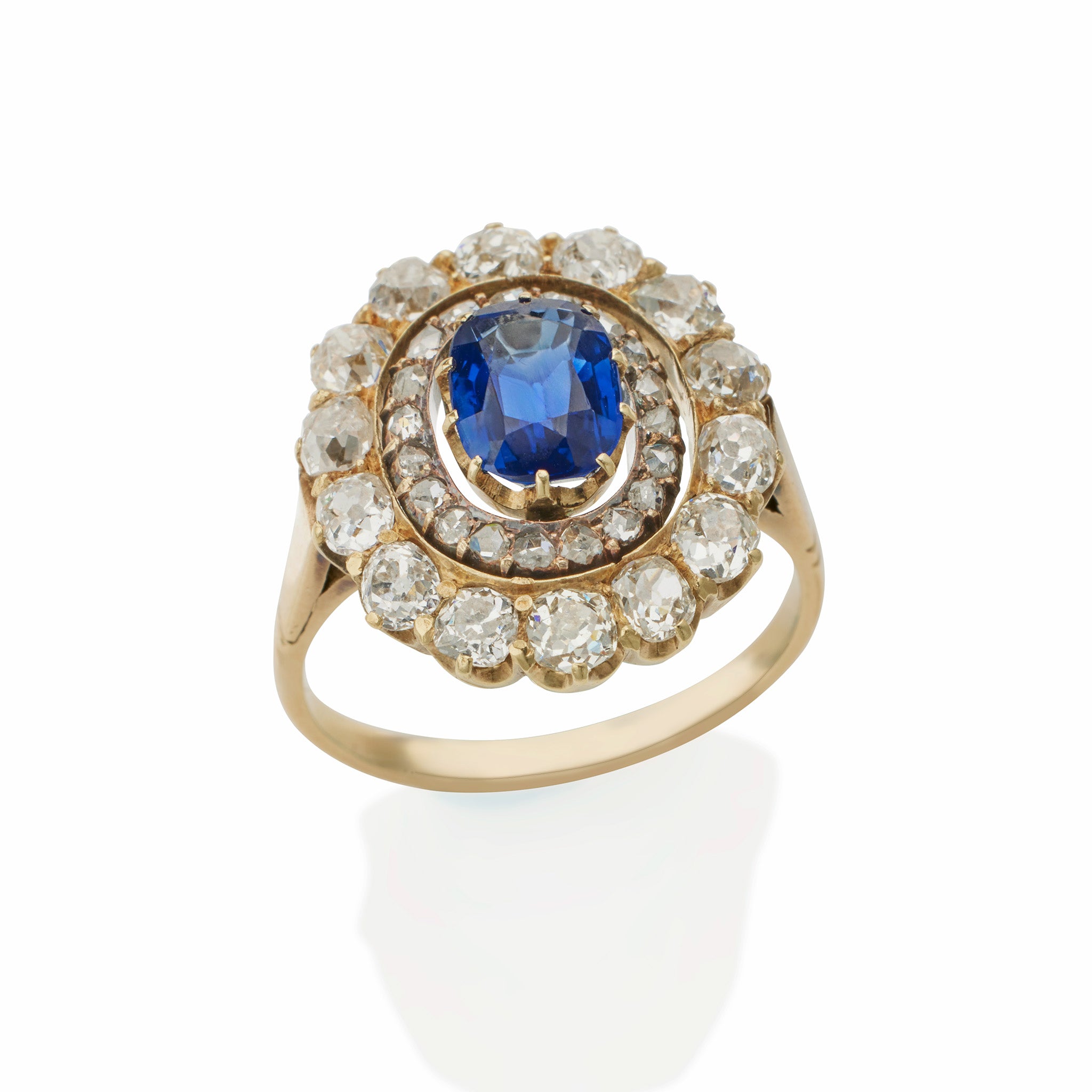 Elegant No Heat Sapphire and Diamond Oval Cluster Ring for Women | Perfect for Engagement, Wedding & Anniversary Gifts | Handcrafted Jewelry