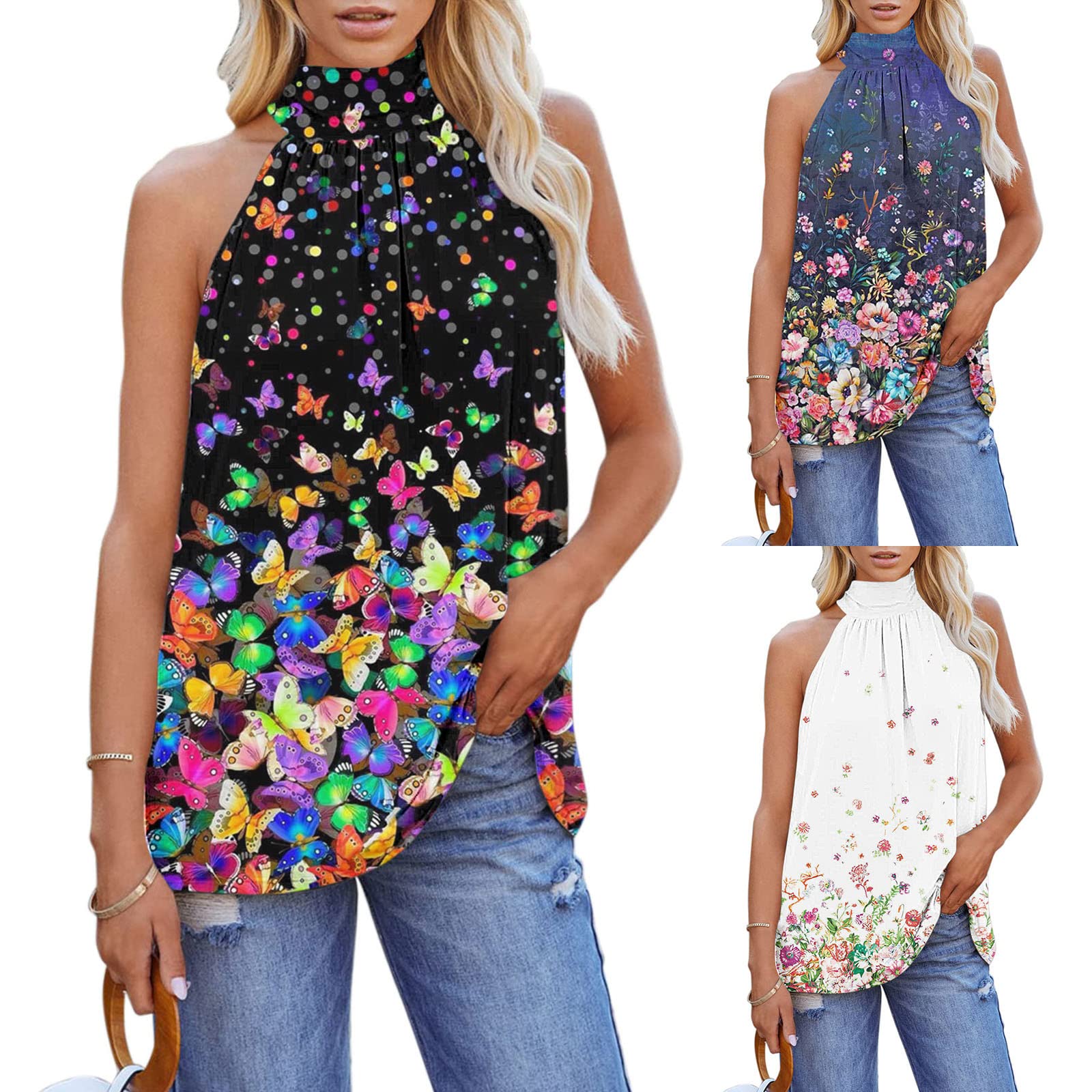 Women's Summer Tops 2022 - Sexy Casual Scoop Neck Shirts for Women, Dressy Casual Blouses - Perfect for 4th of July, Beach Outings & Summer Parties