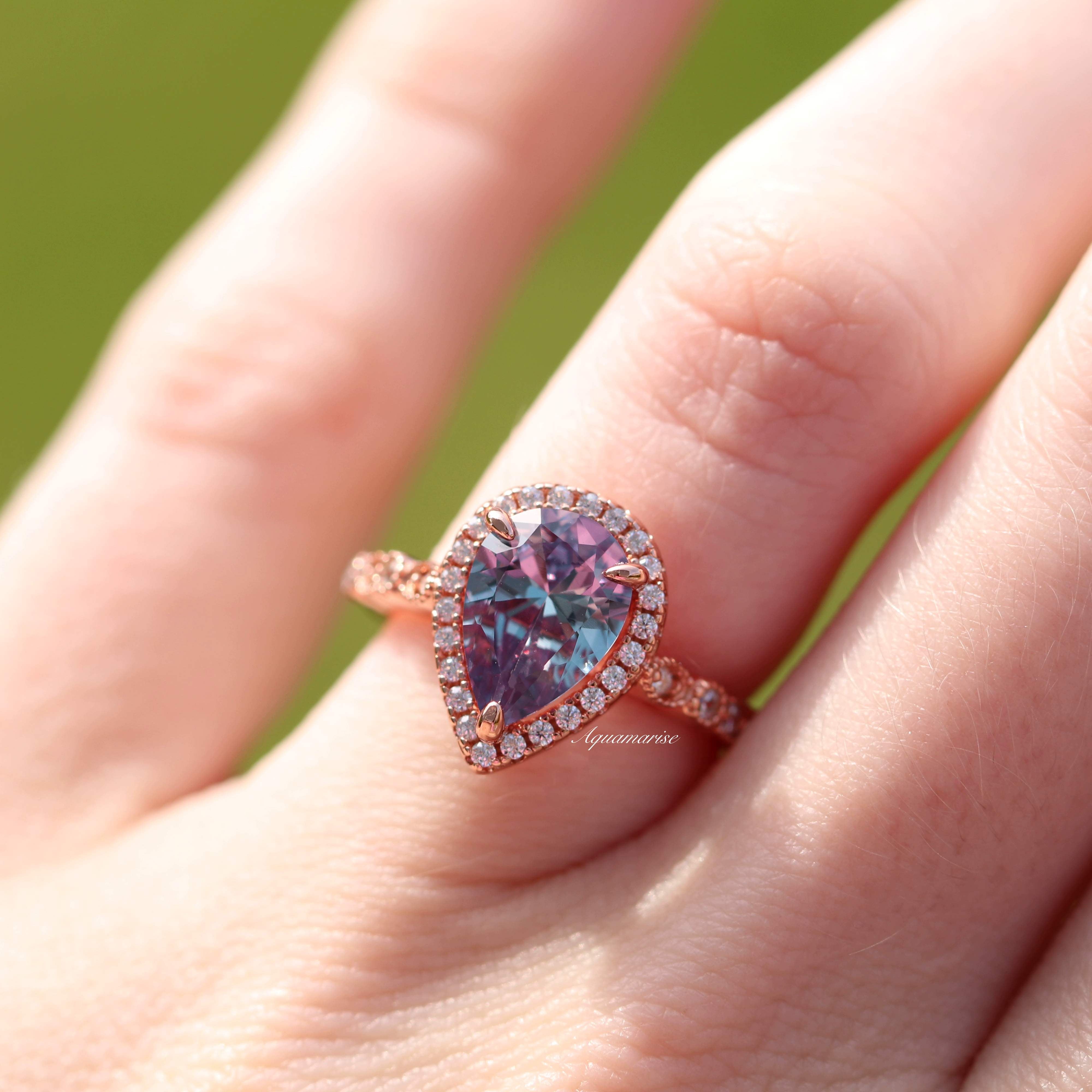 Luxury Alexandrite Ring 14K Rose Gold Vermeil - Perfect for Engagement, Anniversary & Special Occasion Gifts