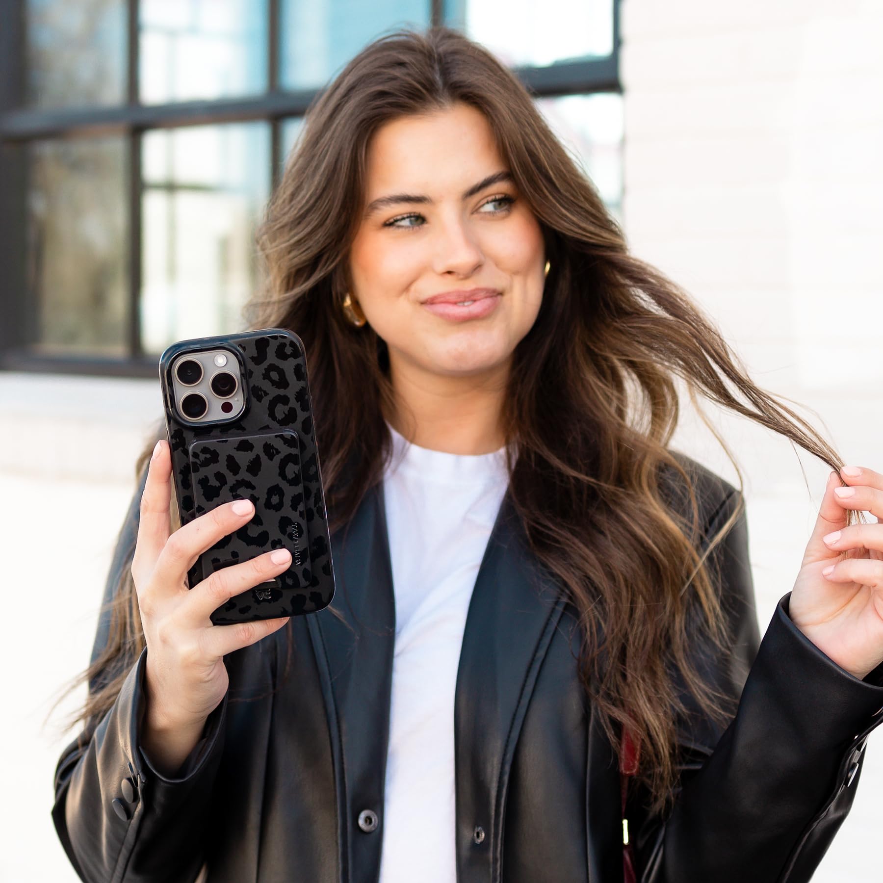VELVET CAVIAR Magnetic Card Holder Wallet for iPhone 15/14/13/12 - Compatible with MagSafe & MagSafe Cases - Black Leopard Print (Holds 1-3 Cards) - Perfect for Everyday Use, Travel & Contactless Payments