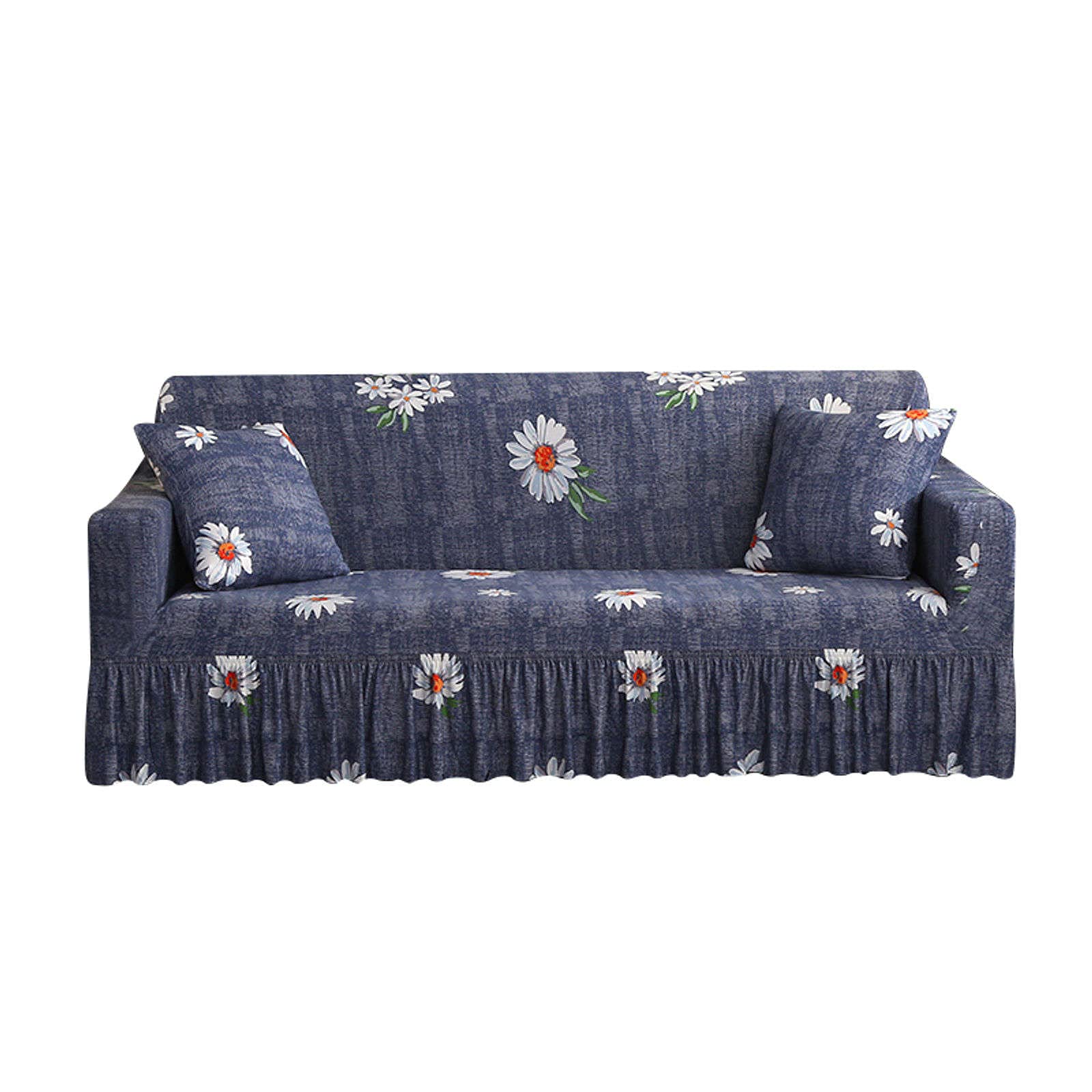 Stretch Sofa Slipcover with Skirt - 3 Seater Elastic Spandex Couch Cover - Print Furniture Protector for Living Room Home Decor (235-300cm) - Perfect for Pet Owners & Family Gatherings