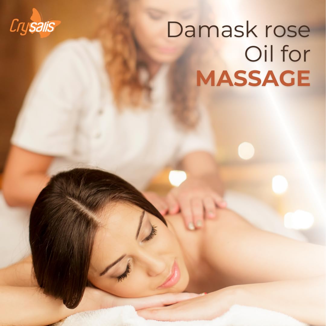 Pure Damask Rose Essential Oil (Rosa × damascena) - 8.45 Fl Oz (250ml) for Aromatherapy, Skincare & Relaxation | Natural Fragrance Oil for Diffusers, Massage & DIY Beauty Products