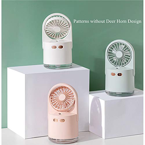 Mini USB Humidifier with Fan - Cute Deer Design, Rechargeable 2000mAh Battery, 2 Mist Modes & 3 Speed Settings, 240ml Capacity for Bedroom, Office, Baby Room, Car & Travel (Green) - Perfect for Dry Air Relief and Aromatherapy