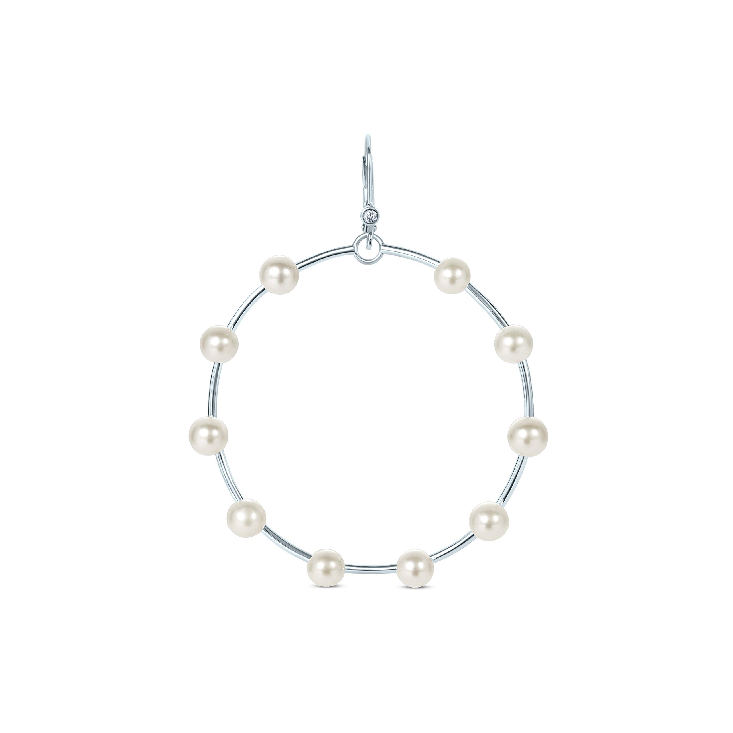 925 Sterling Silver White Cultured Freshwater Pearl Hoop Earrings - June Birthstone Jewelry for Women | Elegant Gift for Brides, Graduation & Special Occasions
