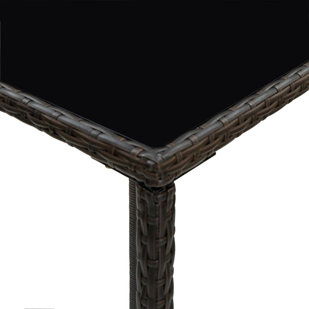 Outdoor Square Bar Height Table - 27.6x27.6x43.3 Inch Brown Poly Rattan & Glass Top - Perfect for Patio, Deck, Garden, Backyard, Terrace or Camping - Ideal for Outdoor Dining, Entertaining & Relaxing