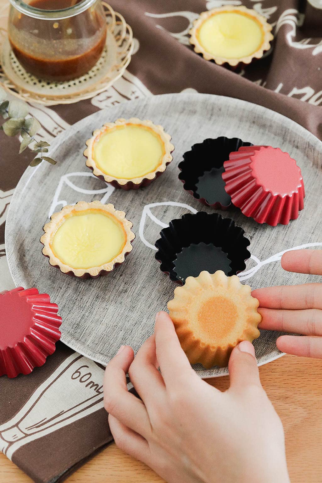 Ramkuwar 12-Piece Non-Stick Carbon Steel Mini Tart Pans Set - 6.3cm Round Egg Tart Molds for Baking Cupcakes, Muffins, Cookies, Pies & Pudding | Perfect for Home Bakeries, Tea Parties & Holiday Desserts