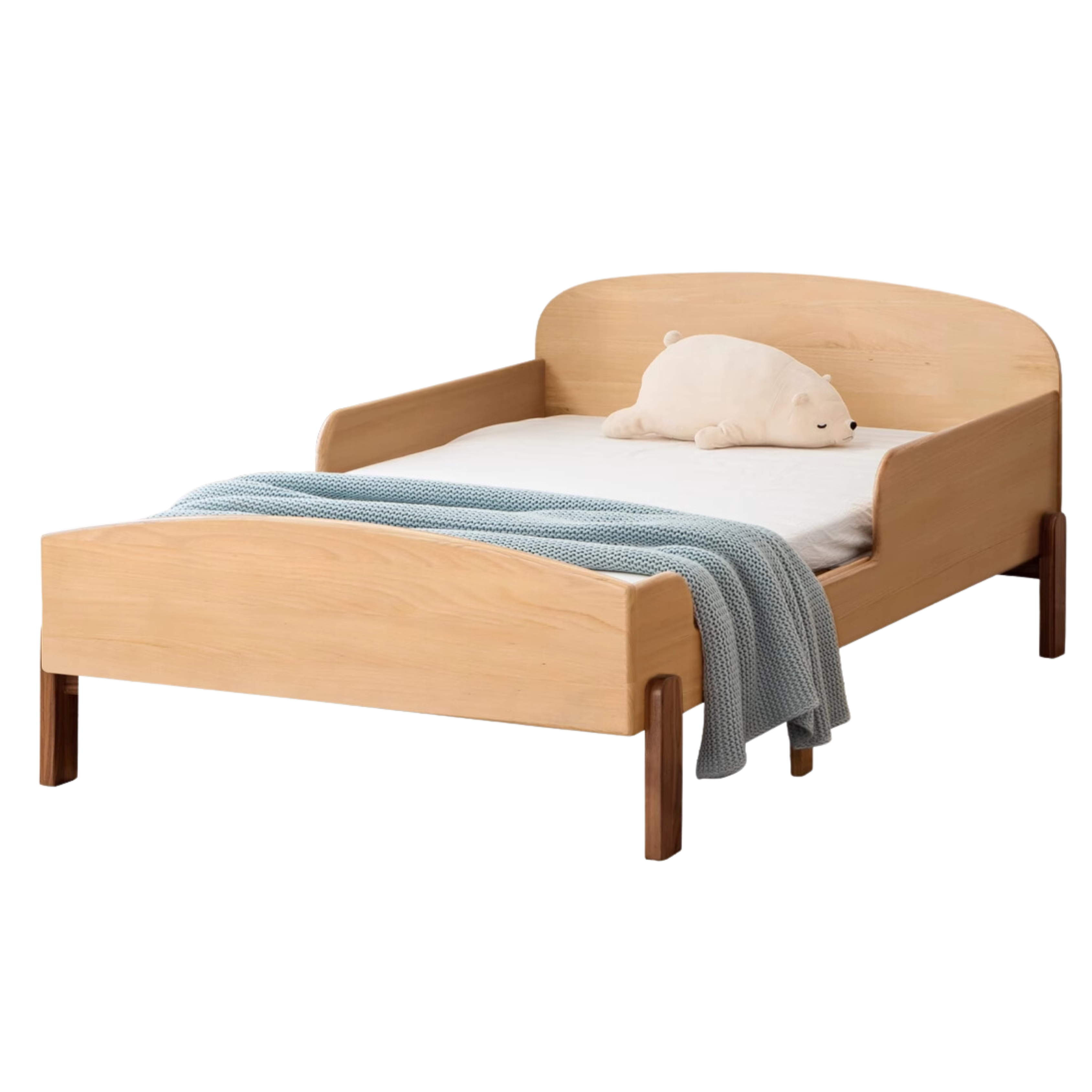 Expandable Solid Oak & Beech Wood Toddler Bed – Adjustable from 57in (145cm) to 80.7in (205cm) – Perfect for Growing Kids & Small Bedrooms