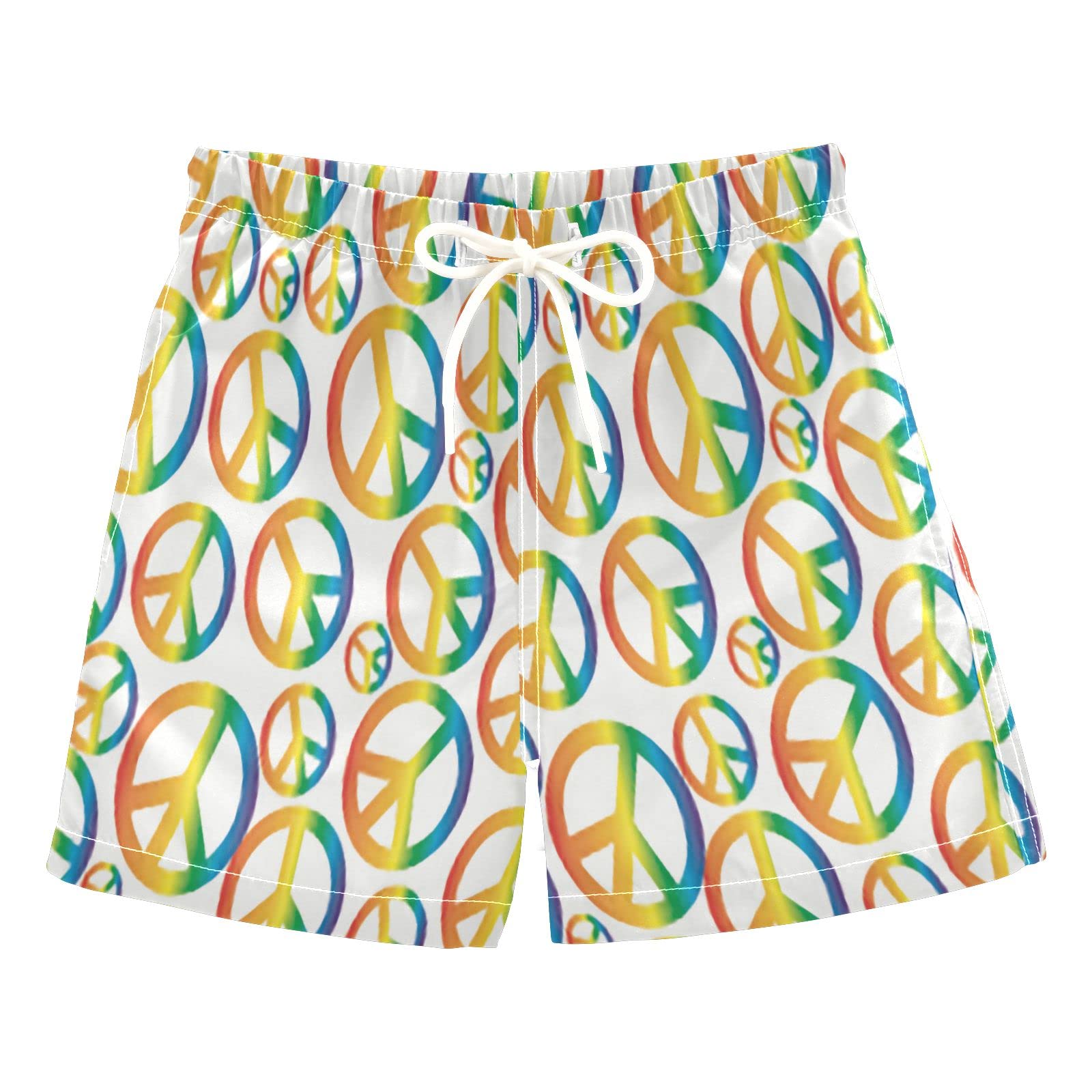 Rainbow Peace Symbol Boys Swim Trunks - Colorful LGBT Toddler Swimwear for Beach & Pool - Quick Dry Board Shorts 2T - Perfect for Summer Vacation, Pride Events & Water Play