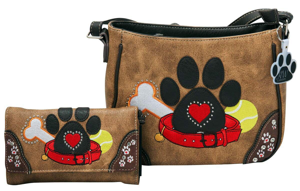 Trendy Dog Paw Print Small Crossbody Shoulder Bag for Women - Cute Pet Lover Purse with Wallet Set - Perfect for Casual Outings, Travel & Daily Use