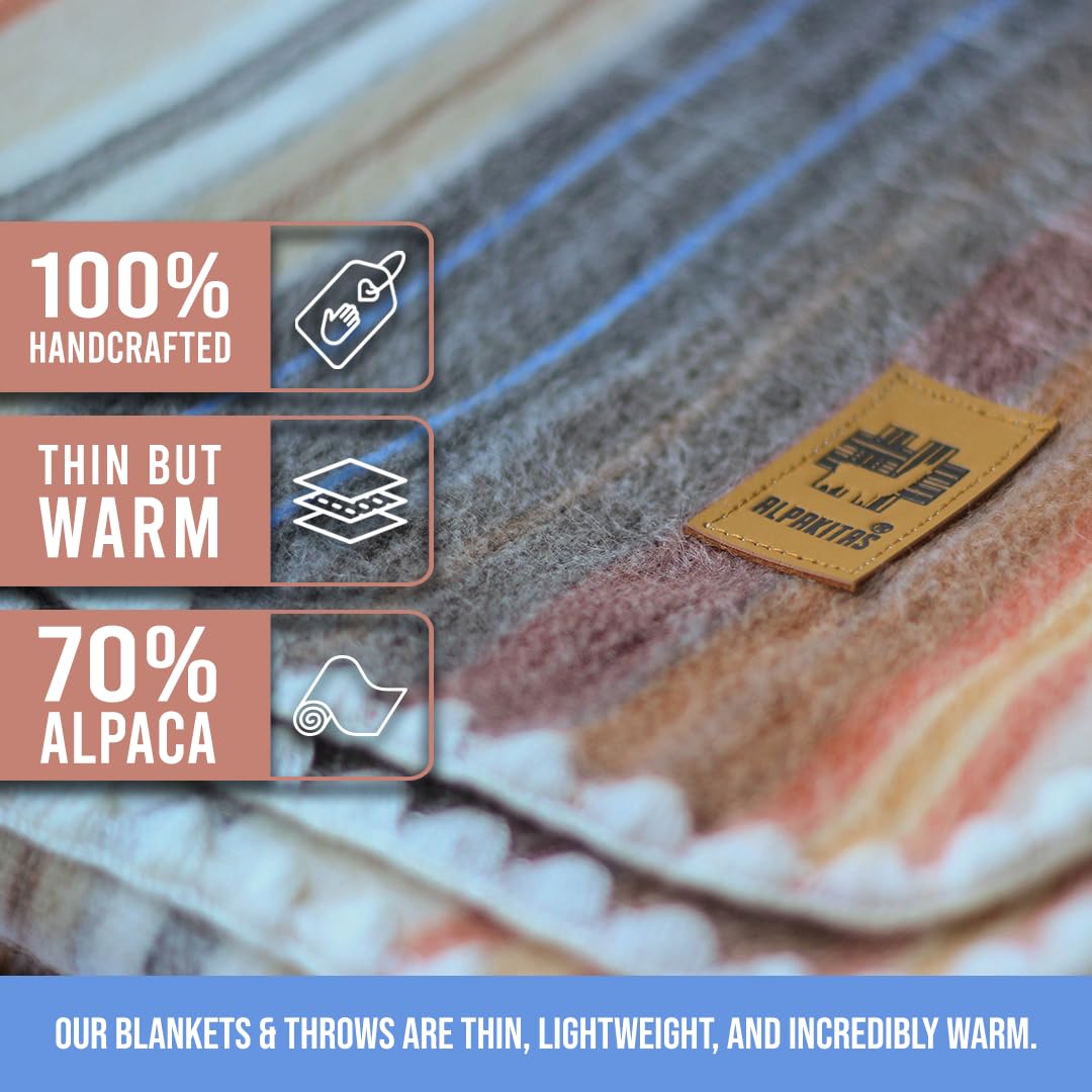 Premium Alpaca Wool Throw Blanket - Soft & Warm 64