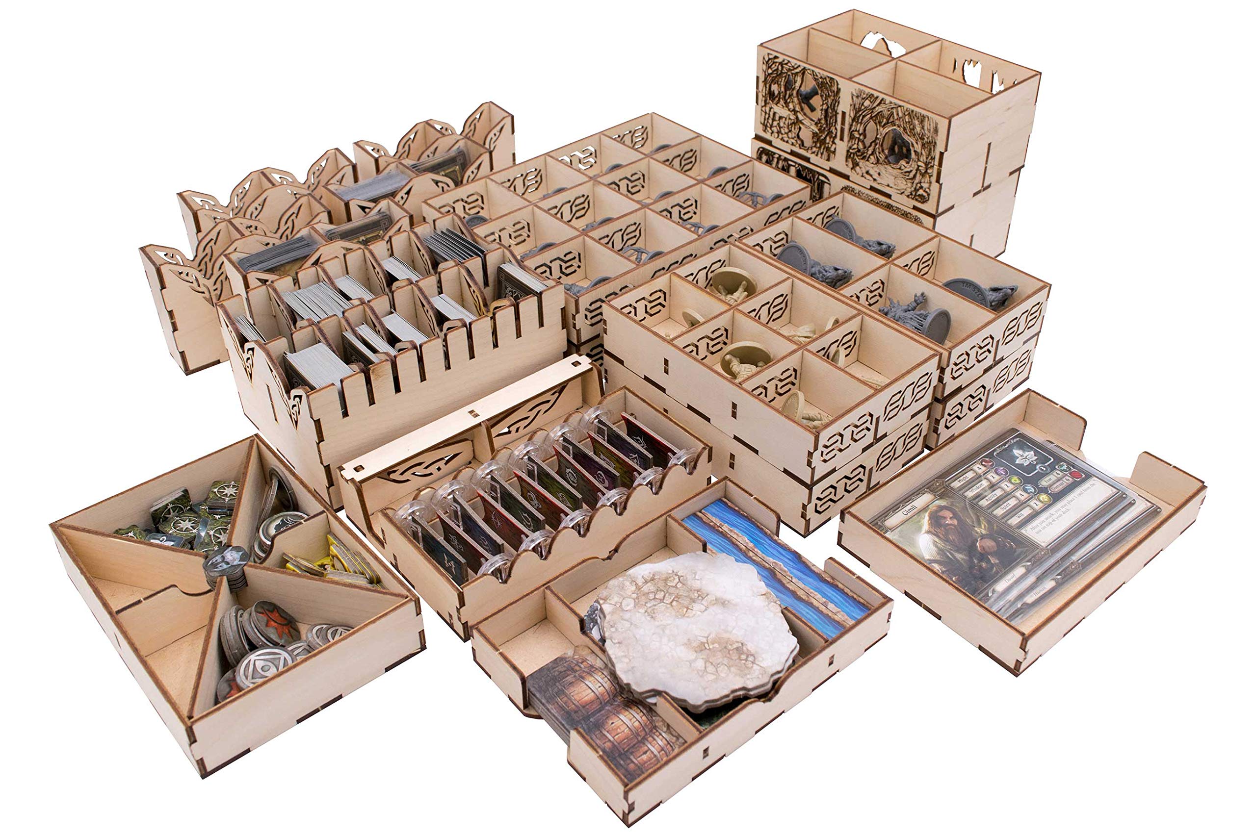 Broken Token Untold Journeys Box Organizer for Lord of The Rings: Journeys in Middle-Earth - Premium Wooden Storage Box with Multiple Trays - Board Game Accessory for Fantasy Tabletop Gaming - Perfect for Game Nights and LOTR Collectors