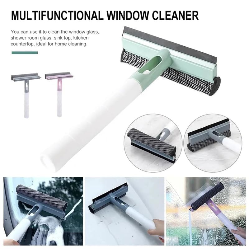 Orrda 3-in-1 Glass Cleaning Kit with Spray Bottle, Double-Sided Window Cleaner Wiper & Squeegee - Perfect for Windows, Mirrors, Shower Doors & Glass Surfaces (1 Pack, Multi-Color)