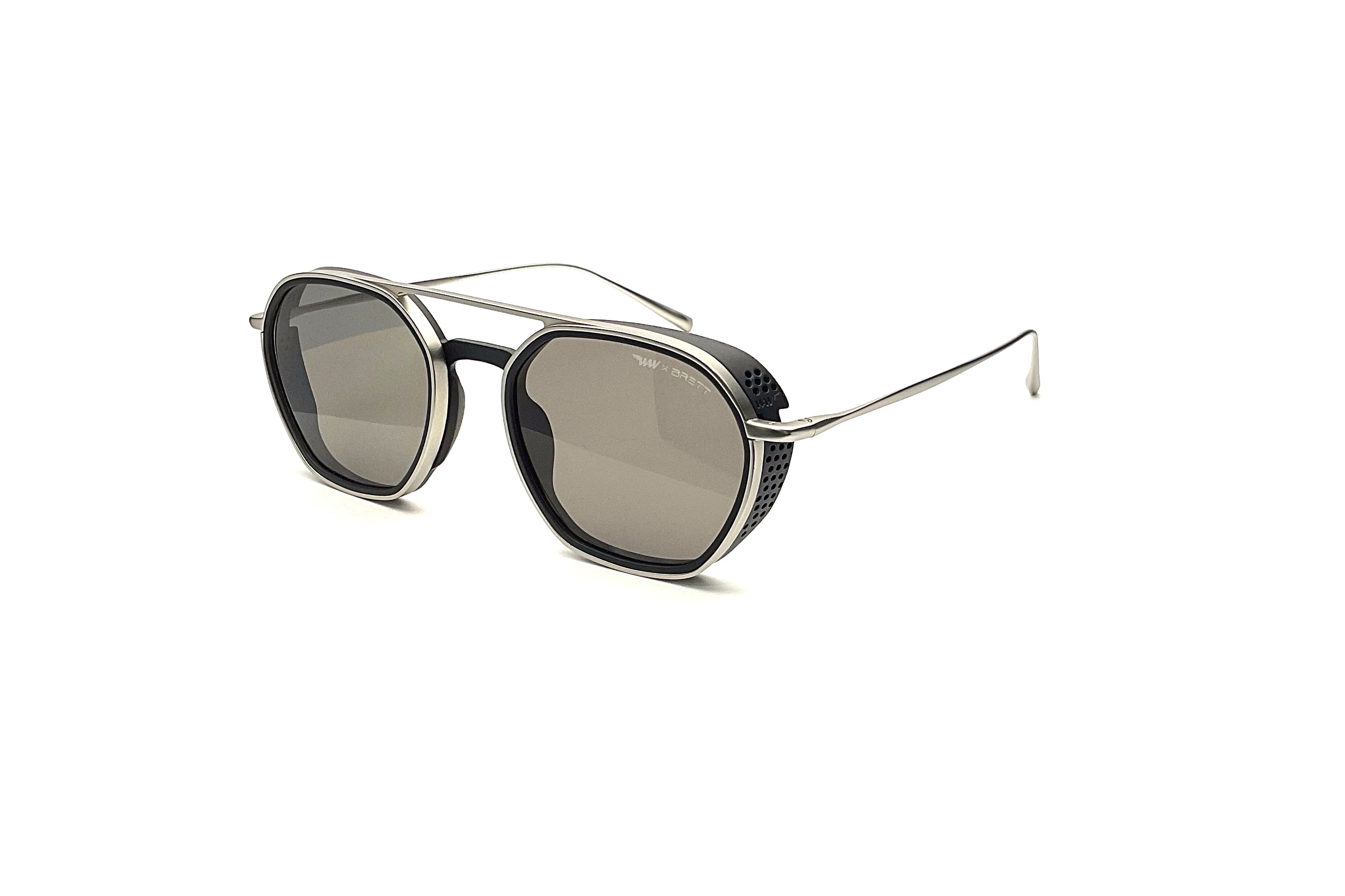 BRETT Eyewear Spitfire Sun Wheels & Waves Sunglasses - Silver/Black Frame for Men & Women - UV Protection Polarized Lenses for Outdoor Sports, Beach & Driving