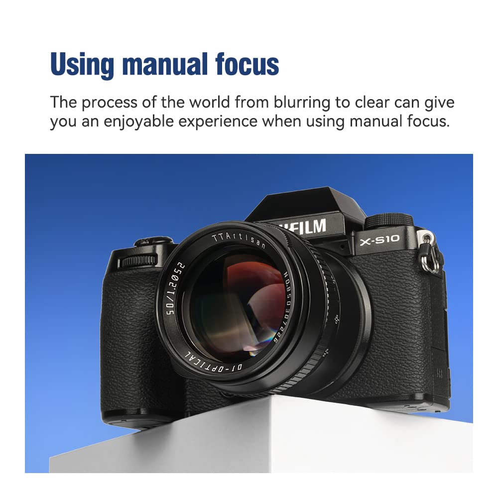 TTartisan 50mm f1.2 APS-C Manual Focus Lens for Sony E Mount (Silver) - Fast Prime Lens for Portrait & Low Light Photography - Compatible with Sony A7III, A7R, A7S, A6000, ZV-E10, NEX Cameras - Canadian Warranty Included
