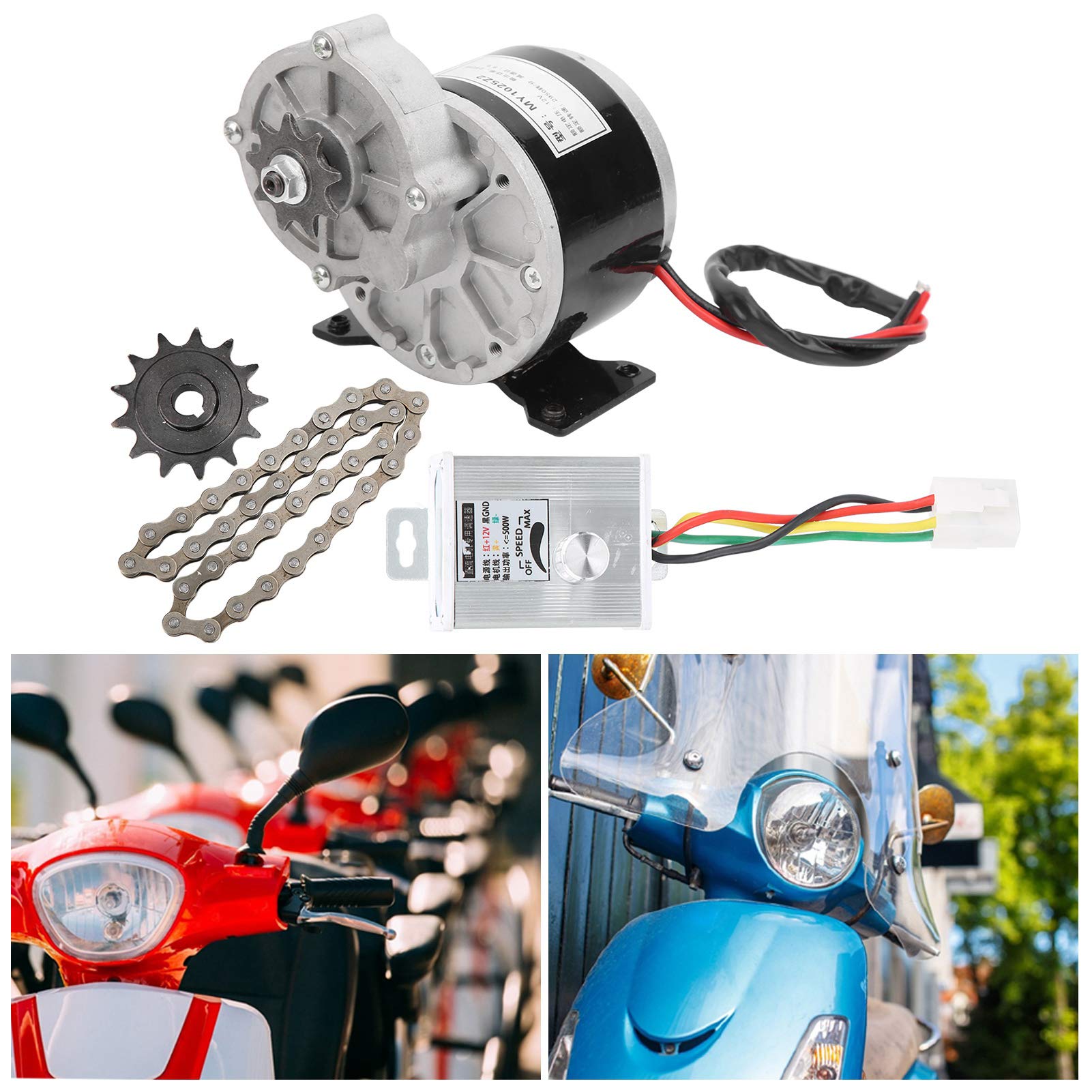 12V 250W DC Electric Gear Motor - High Power Brushed Geared Motor for Bicycle, E-Bike & Scooter Conversion Kit - Perfect for DIY Electric Vehicle Upgrades and Power Transmission Projects