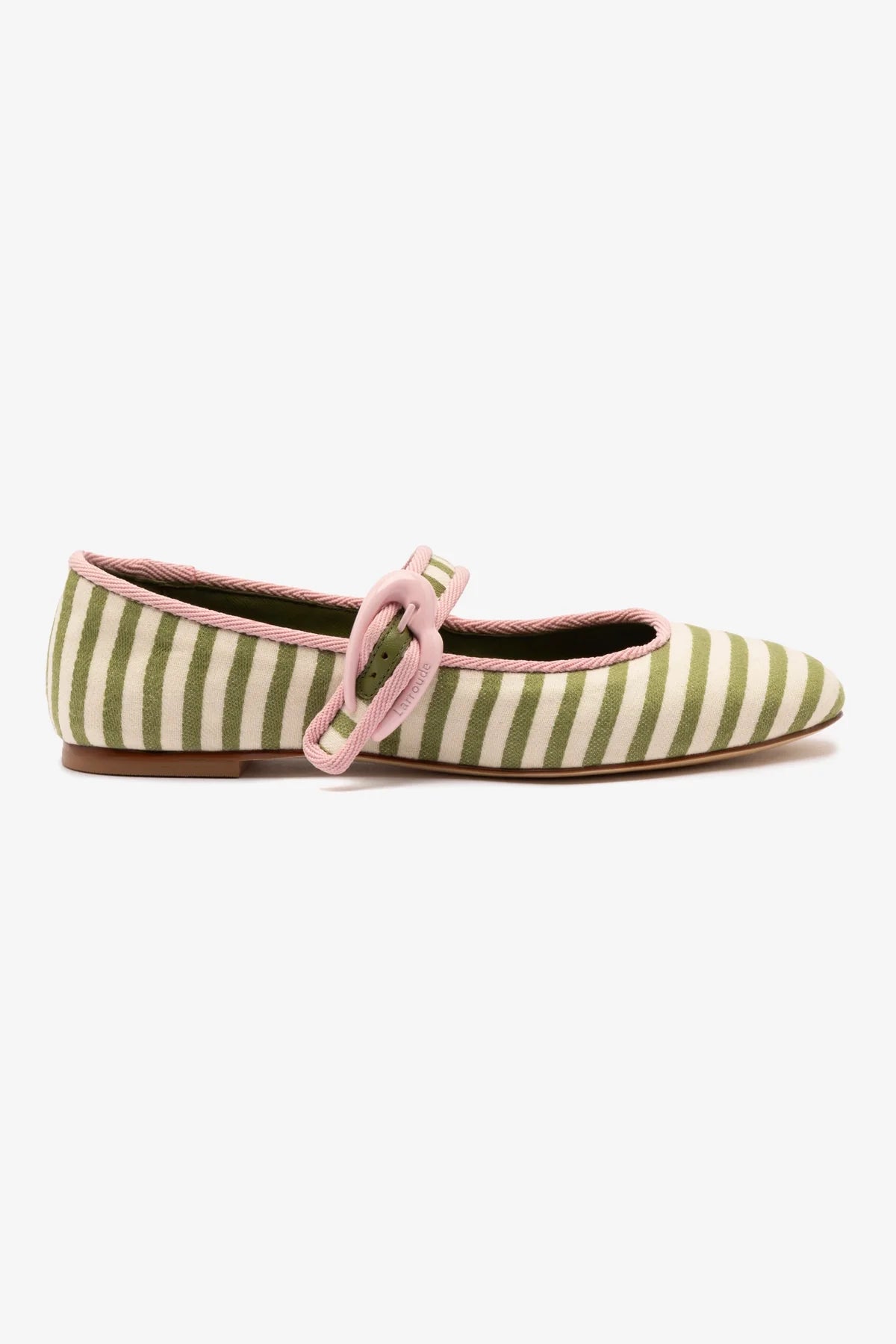 Verona Ballet Flats for Women - Comfortable Seaweed & Natural Striped Fabric Shoes with Elegant Tulip Trimming | Perfect for Office, Casual Wear & Spring Outfits