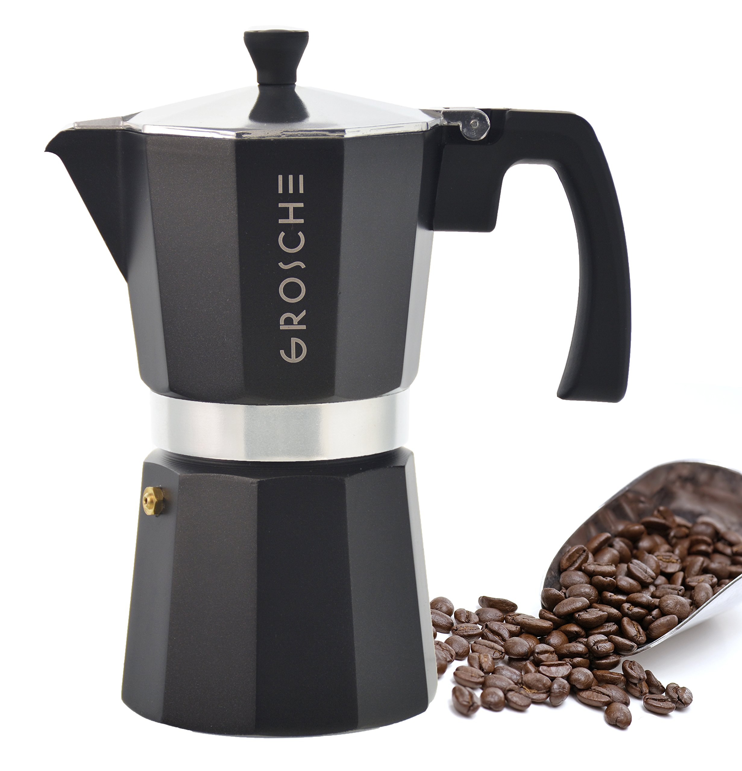 GROSCHE Milano Stovetop Espresso Maker - 6 Cup Moka Pot for Cuban & Italian Coffee | Durable Aluminum Coffee Brewer for Gas & Electric Stoves | Perfect for Home, Office & Camping Use