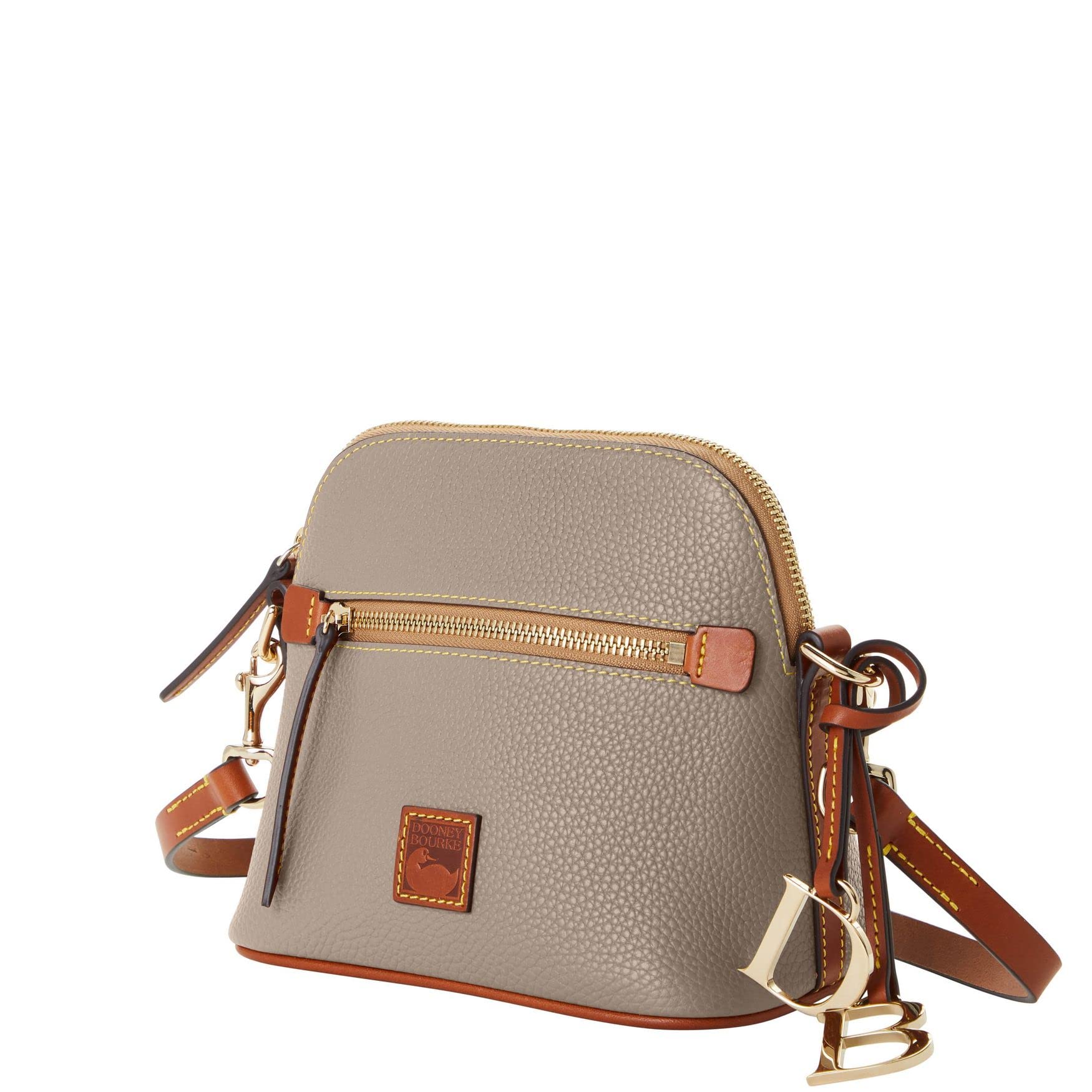 Dooney & Bourke Small Pebble Leather Domed Crossbody Shoulder Bag for Women - Taupe Brown, Stylish & Durable Handbag for Everyday Use, Work, Travel & Shopping