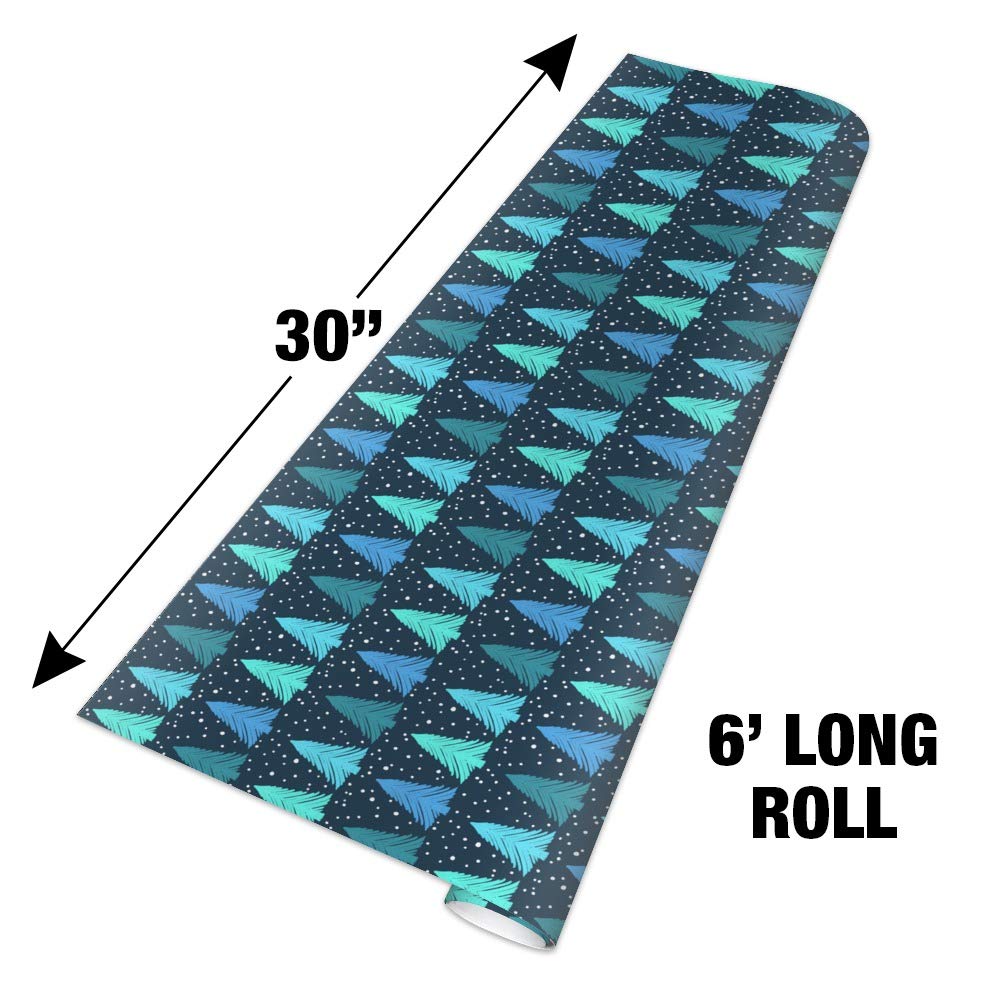 Christmas Snowy Trees Gift Wrap Paper Rolls - Festive Holiday Wrapping for Presents, Gifts & Decorations - Perfect for Christmas Presents, Party Favors & Home Decor