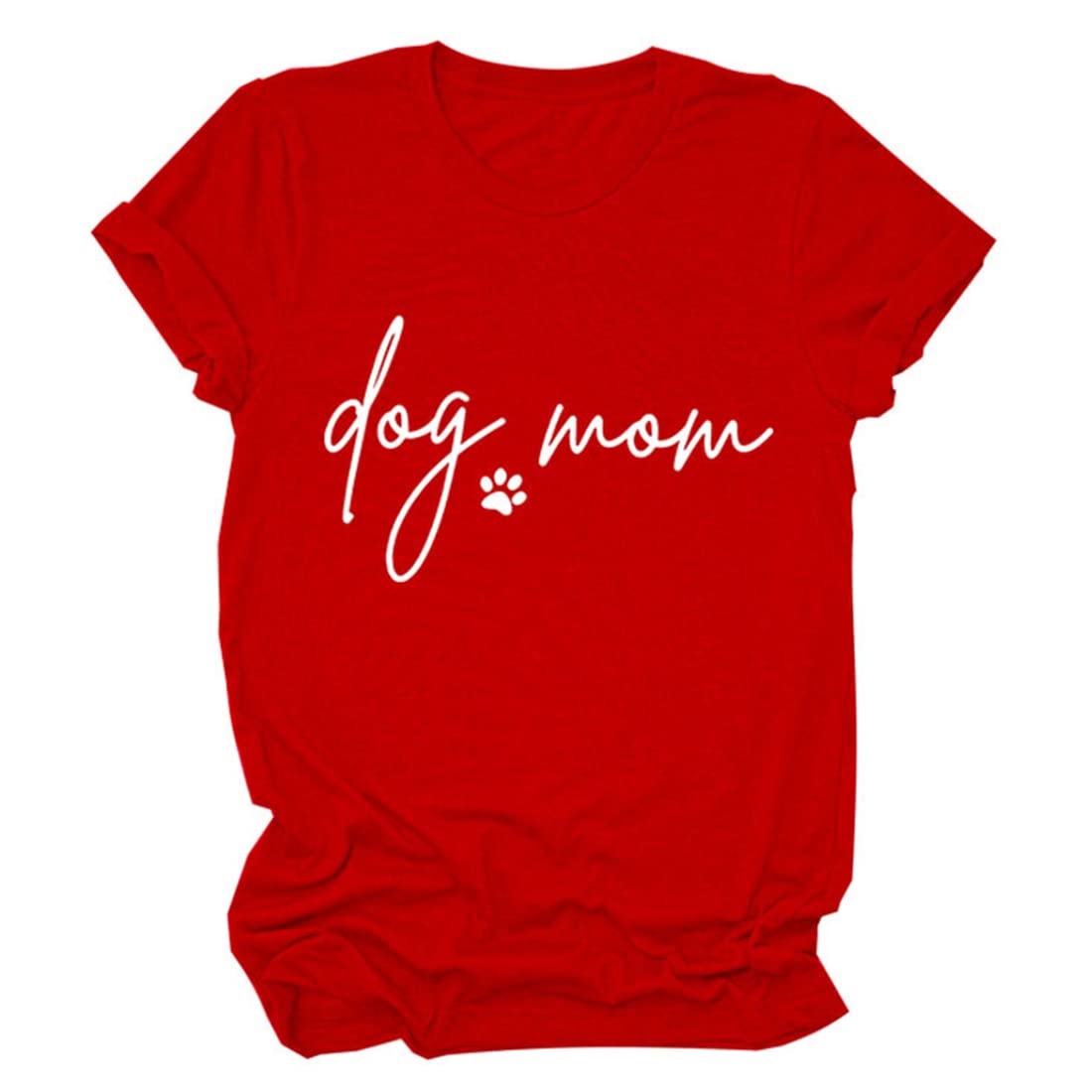 Dog Mom T-Shirt for Women - Cute Dog Paw Print Short Sleeve Crewneck Tee | Casual Pet Lover Top for Dog Owners | Perfect for Walks, Dog Parks & Pet-Friendly Outings