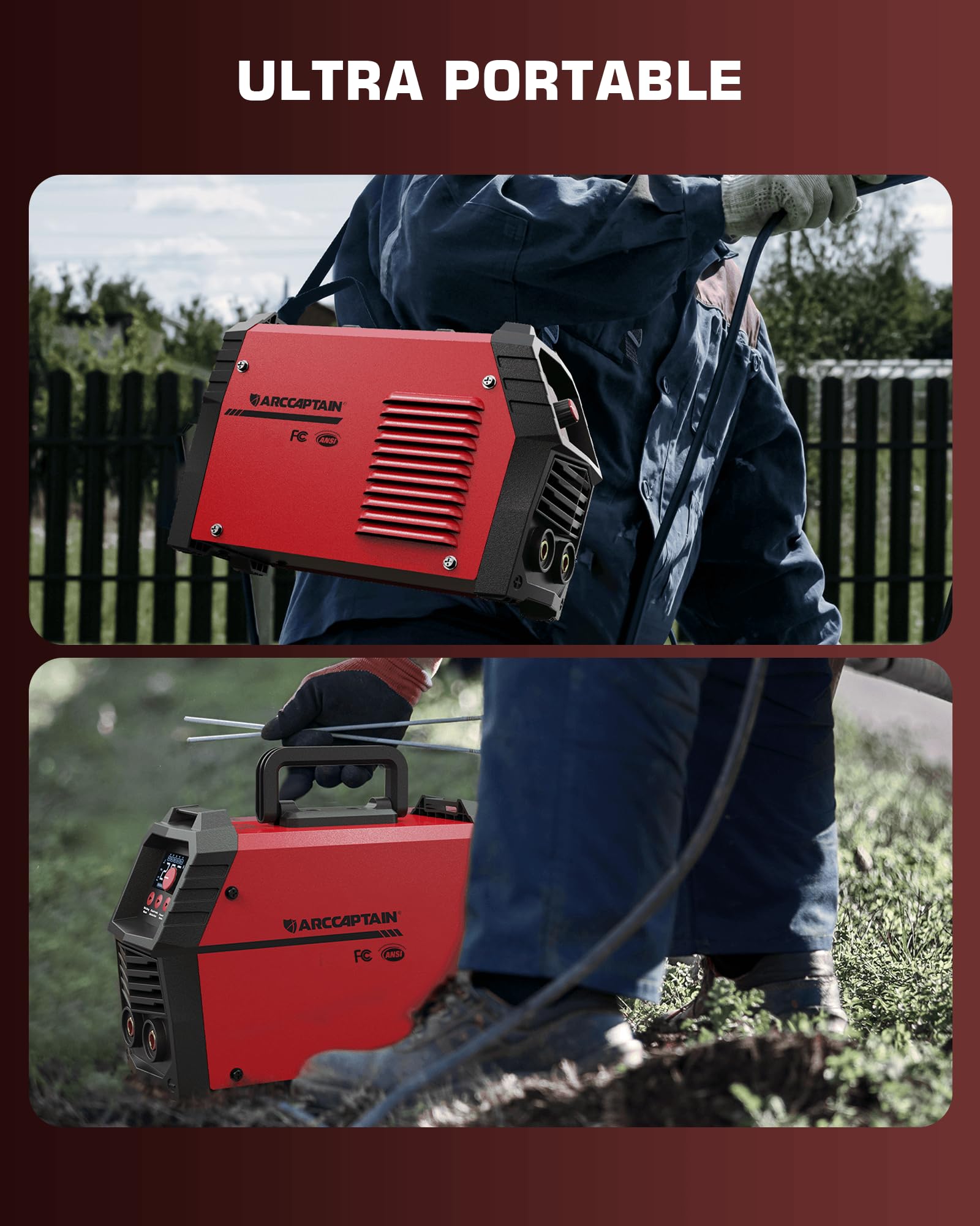 ARCCAPTAIN 200A IGBT Inverter Stick Welder - 110V/220V Portable MMA Welding Machine with Synergic Control, Large LED Display, Hot Start, Arc Force & Anti-Stick - Ideal for DIY Projects, Metal Fabrication, Auto Repair and Home Maintenance