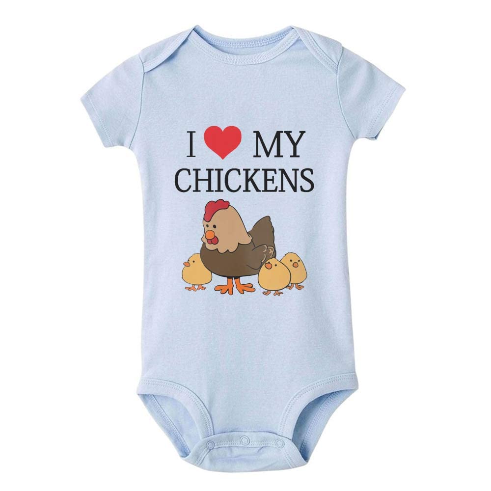 I Love Chickens Baby Bodysuit - Short Sleeve Jumpsuit Romper for Newborn Boys & Girls | Cute Infant Outfit for Playtime, Photos & Everyday Wear