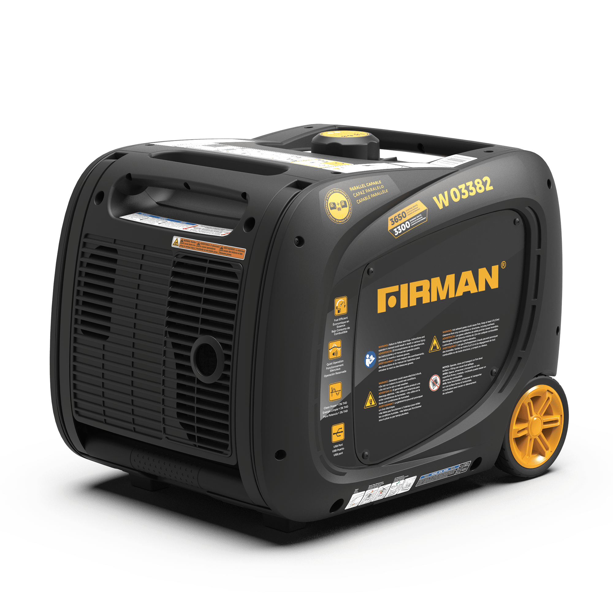 3650W Portable Inverter Generator with Electric Start - Quiet, Reliable Power for Camping, RV Trips & Home Backup