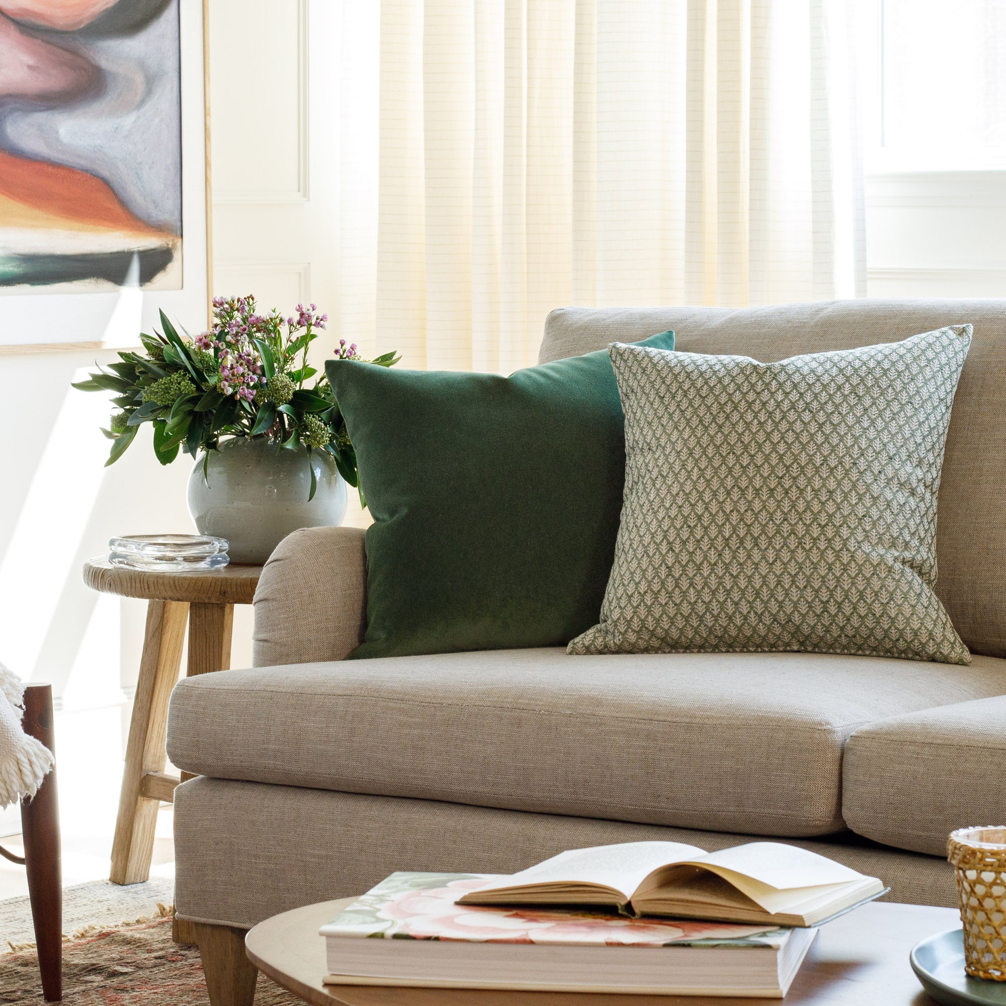 Valentina Velvet 20x20 Decorative Throw Pillow Cover - Soft Pine Green Cushion for Sofa, Bed & Home Decor - Perfect for Living Room, Bedroom & Dorm