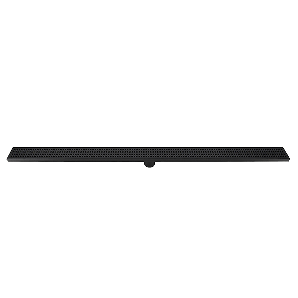 1200mm Black Square Pattern Bathroom Shower Drain Grate with Center Outlet - Durable Floor Waste for Modern Bathrooms, Showers & Wet Rooms (Waterproof & Anti-Slip Design)