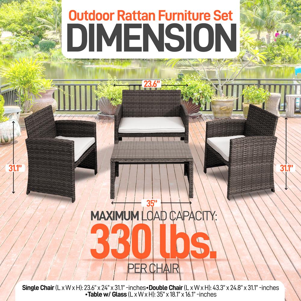 Premium Outdoor Patio Rattan Furniture Set - 5-Piece Wicker Sofa Set with Cushions, Waterproof & UV Resistant - Perfect for Garden, Backyard, and Poolside Relaxation