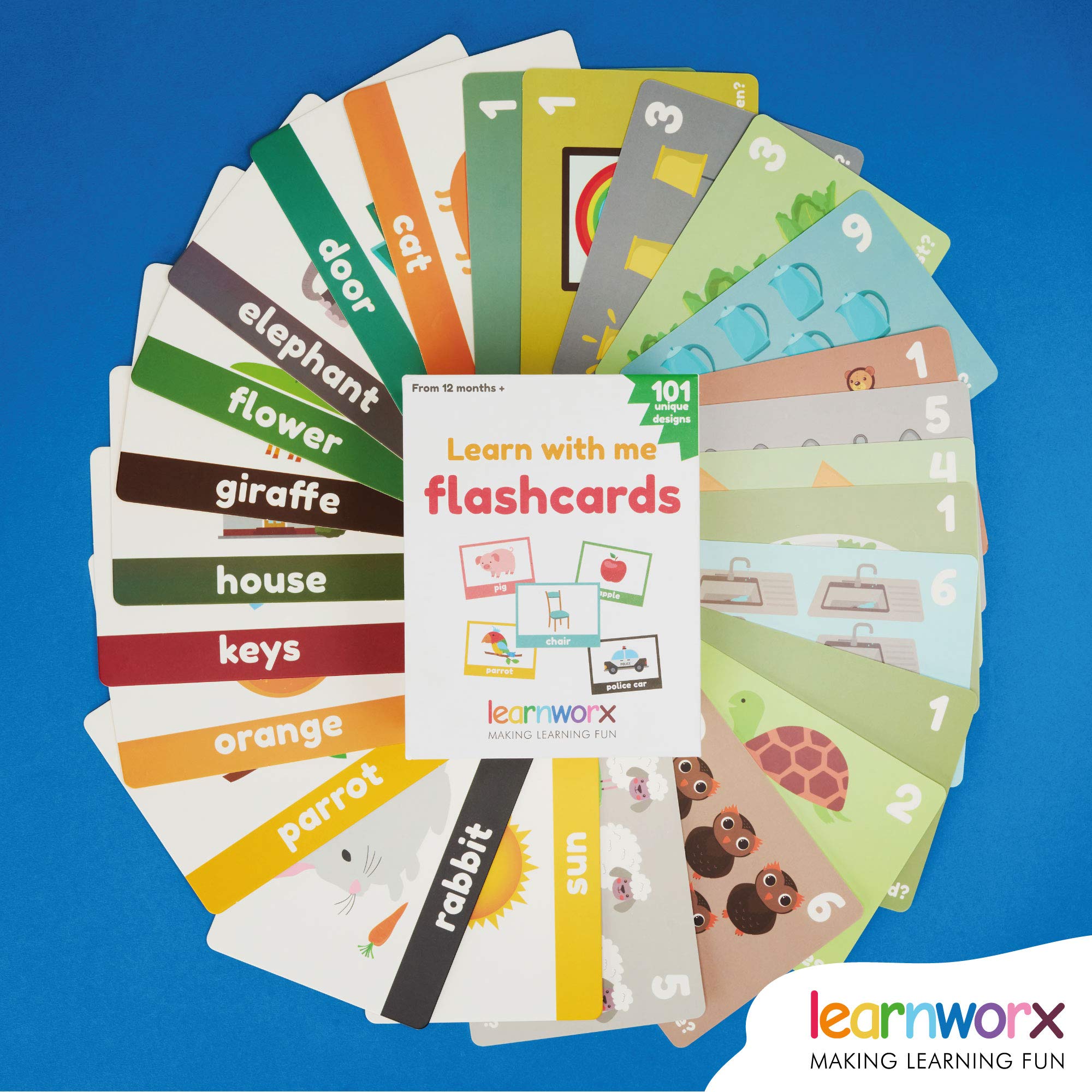 LearnWorx Baby Flash Cards for Toddlers 1-3 | First Words Learning Toys for Preschool Kids - Perfect for Home & Classroom Learning