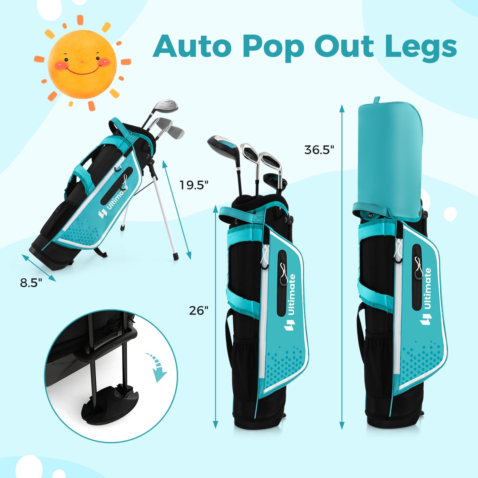 **Goplus Junior Complete Golf Club Set for Kids Ages 5-13 - Right Hand Golf Clubs with Stand Bag & Rain Hood - Perfect for Boys & Girls Learning Golf - Ideal for Practice, Training & Junior Tournaments**