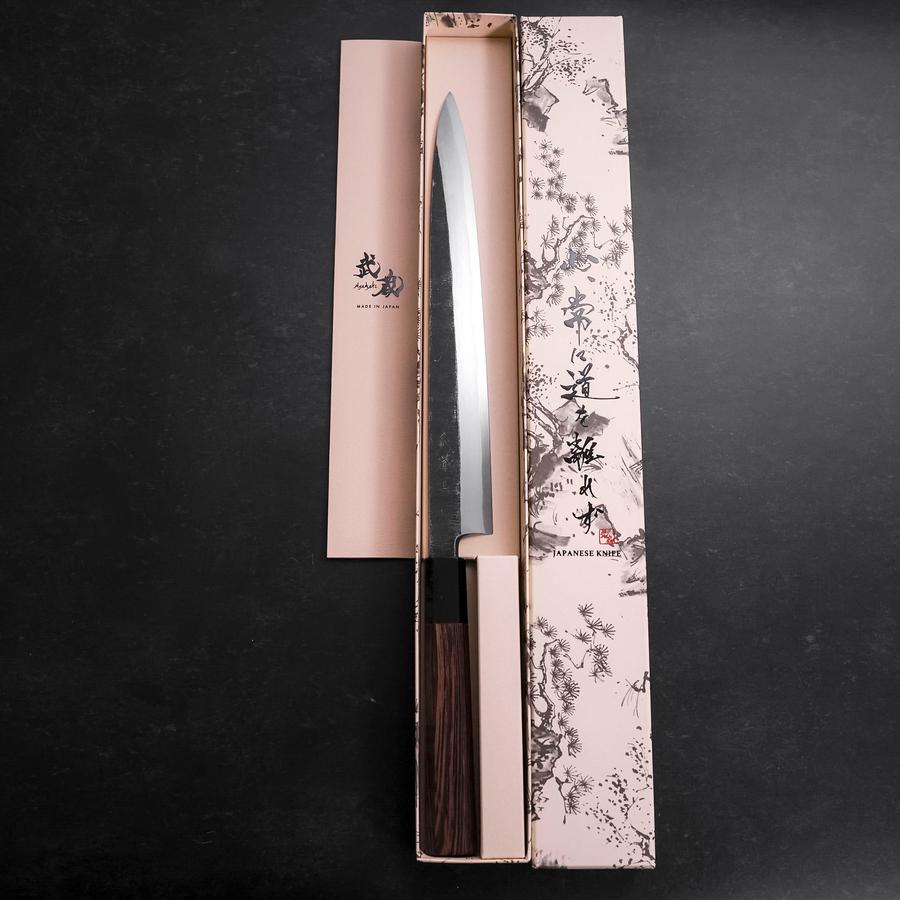 Premium Yanagiba Sushi Knife - Blue Steel #2 Kurouchi Finish with Buffalo Wenge Handle (270mm) - Perfect for Sushi Chefs & Japanese Cuisine Enthusiasts