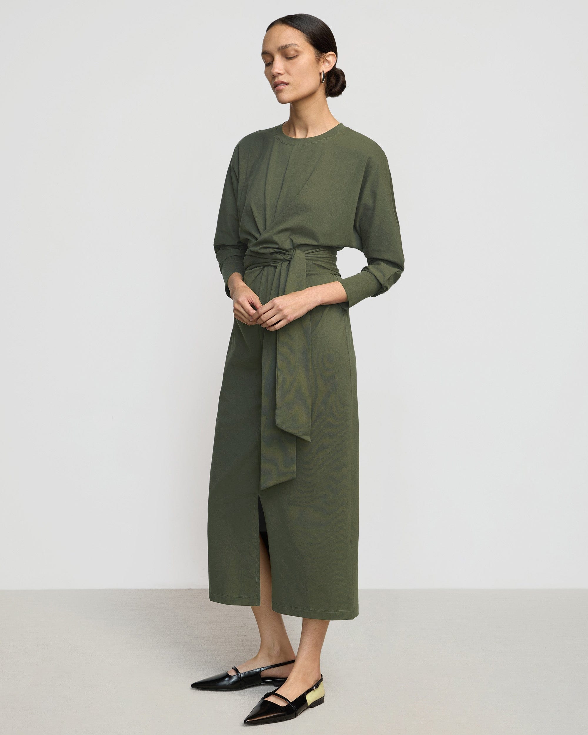 Organic Cotton Wrap Front Dress for Women - Comfortable & Stylish Summer Midi Dress for Casual Wear, Beach, Office & Date Night