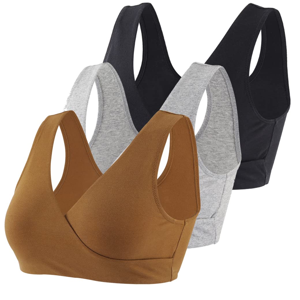 KUCI Maternity Nursing Bra - Wireless Cotton Breastfeeding Bra for Sleep & Comfort - Perfect for Pregnancy, Nursing and Postpartum Recovery